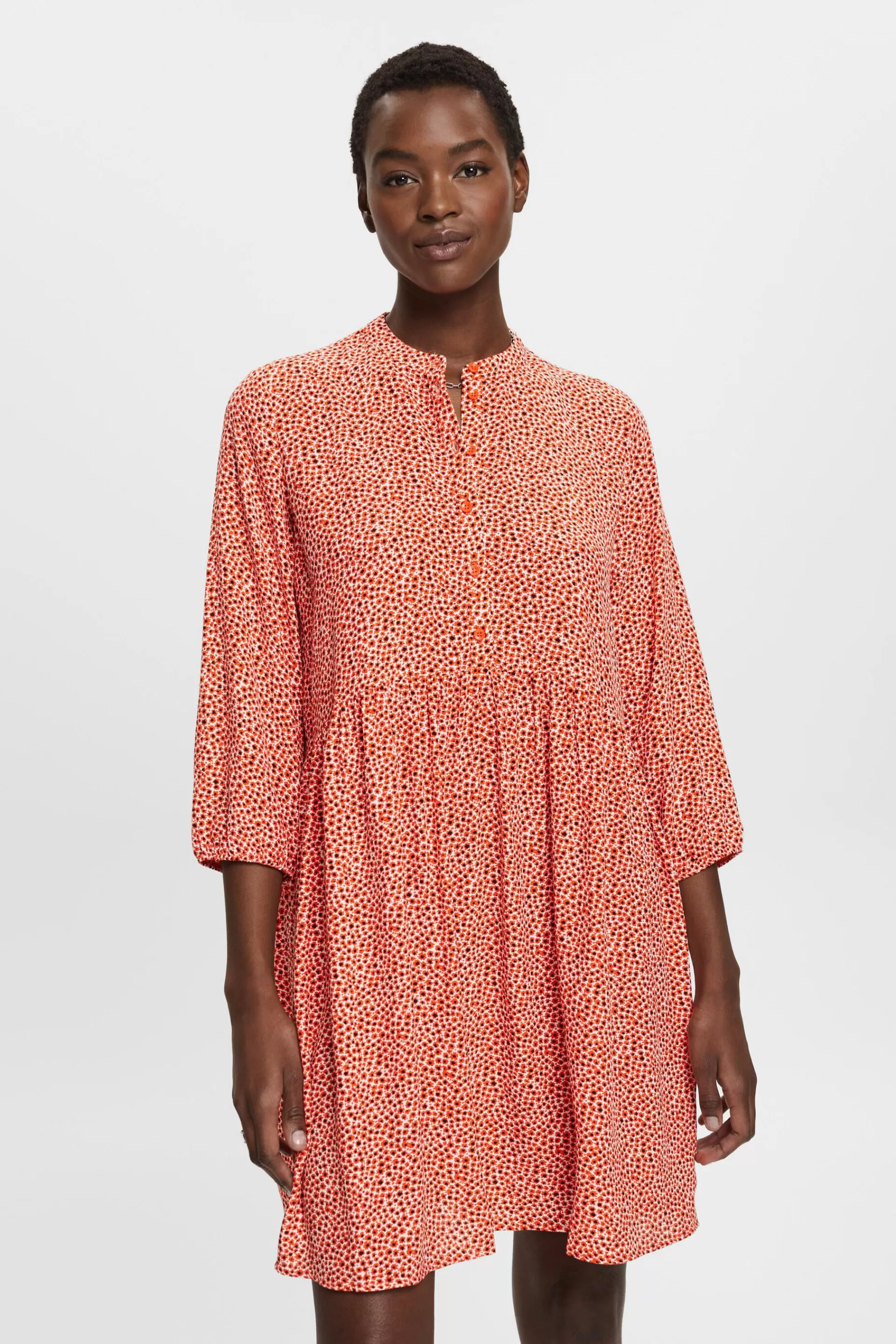Midikleid aus Webstoff mit Allover-Muster-ESPRIT Store