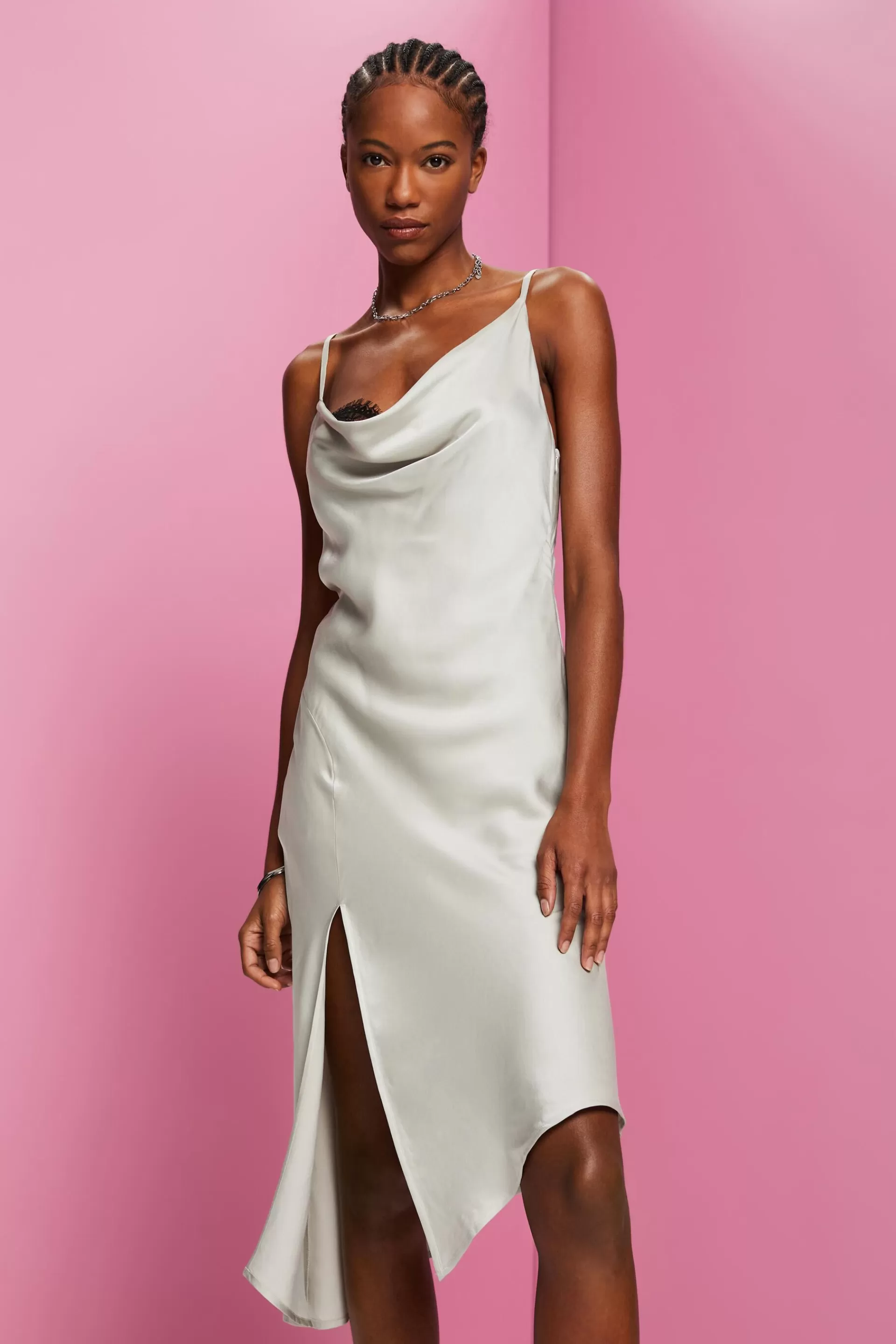 Midikleid mit Spitze, LENZING™ ECOVERO™-ESPRIT Discount