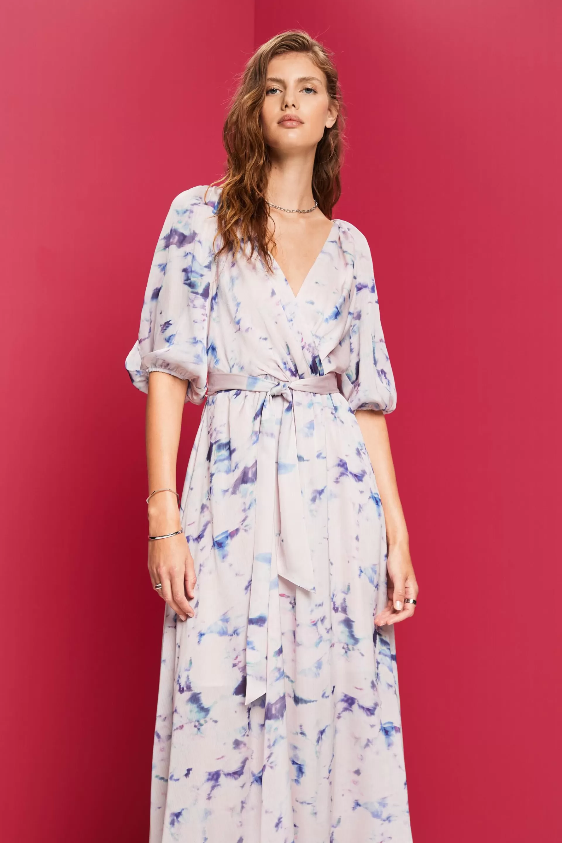 Midi-Kleid mit Wickel-Effekt-ESPRIT Cheap