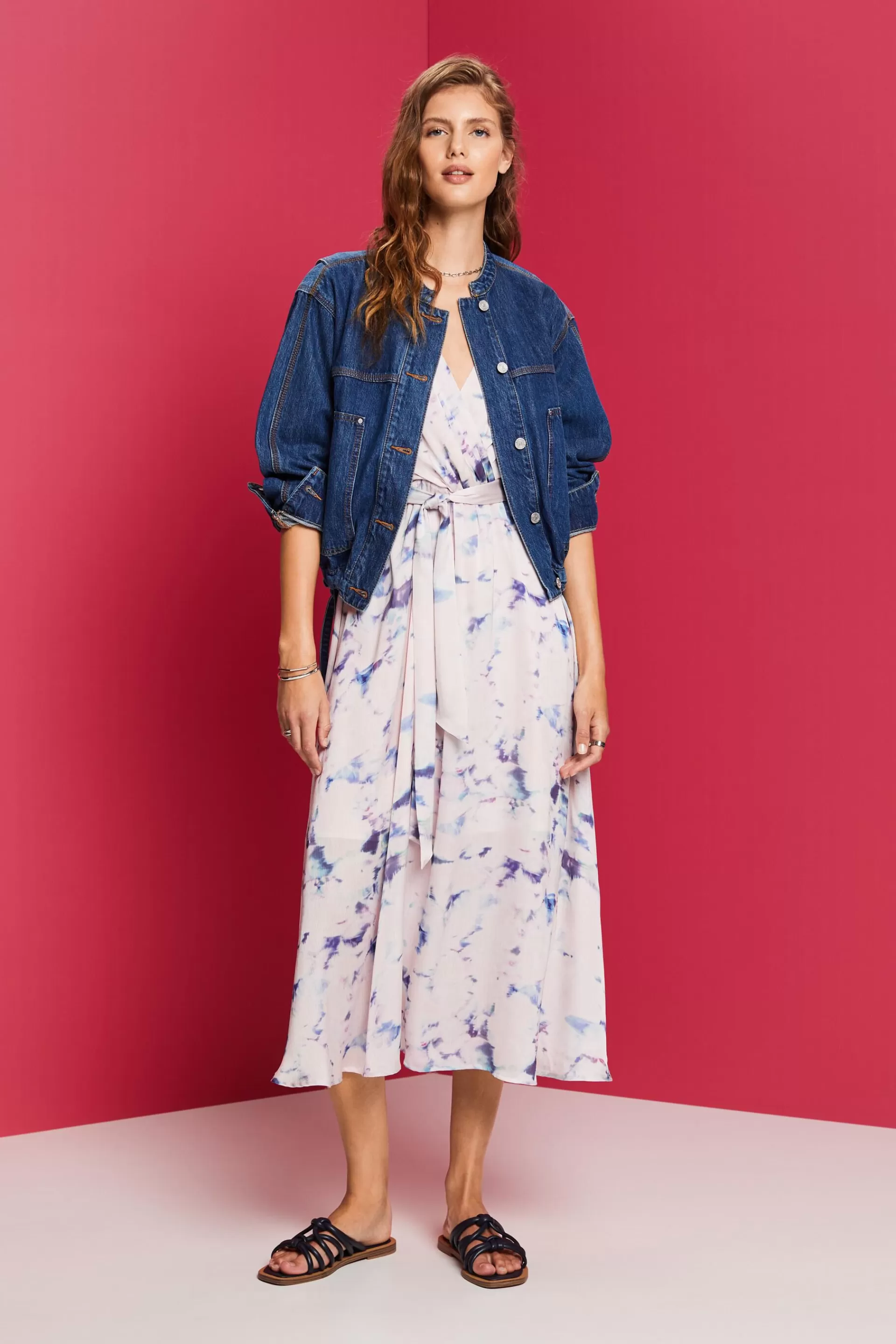 Midi-Kleid mit Wickel-Effekt-ESPRIT Cheap