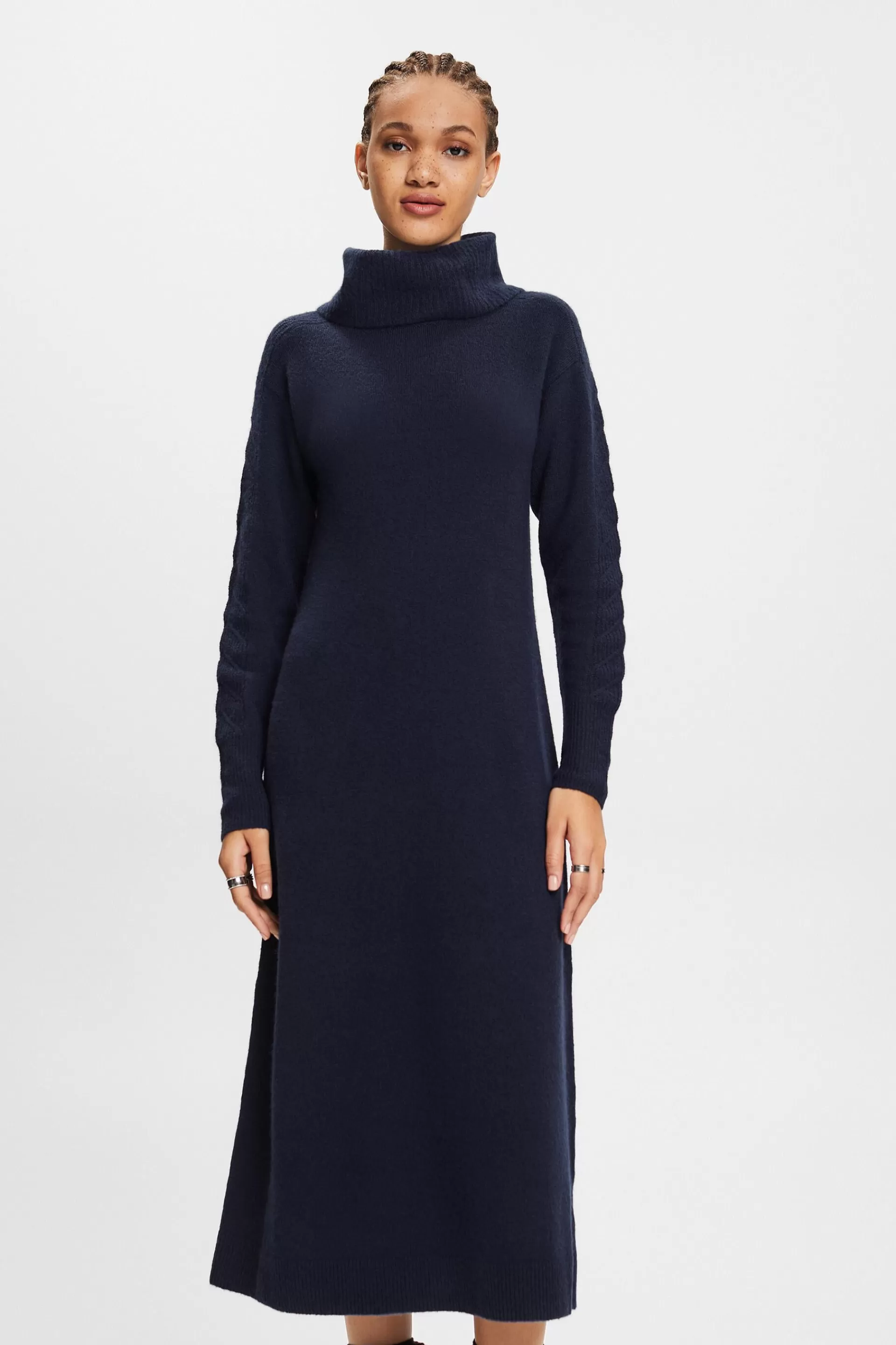 Midi-Strickkleid mit Rollkragen-ESPRIT New