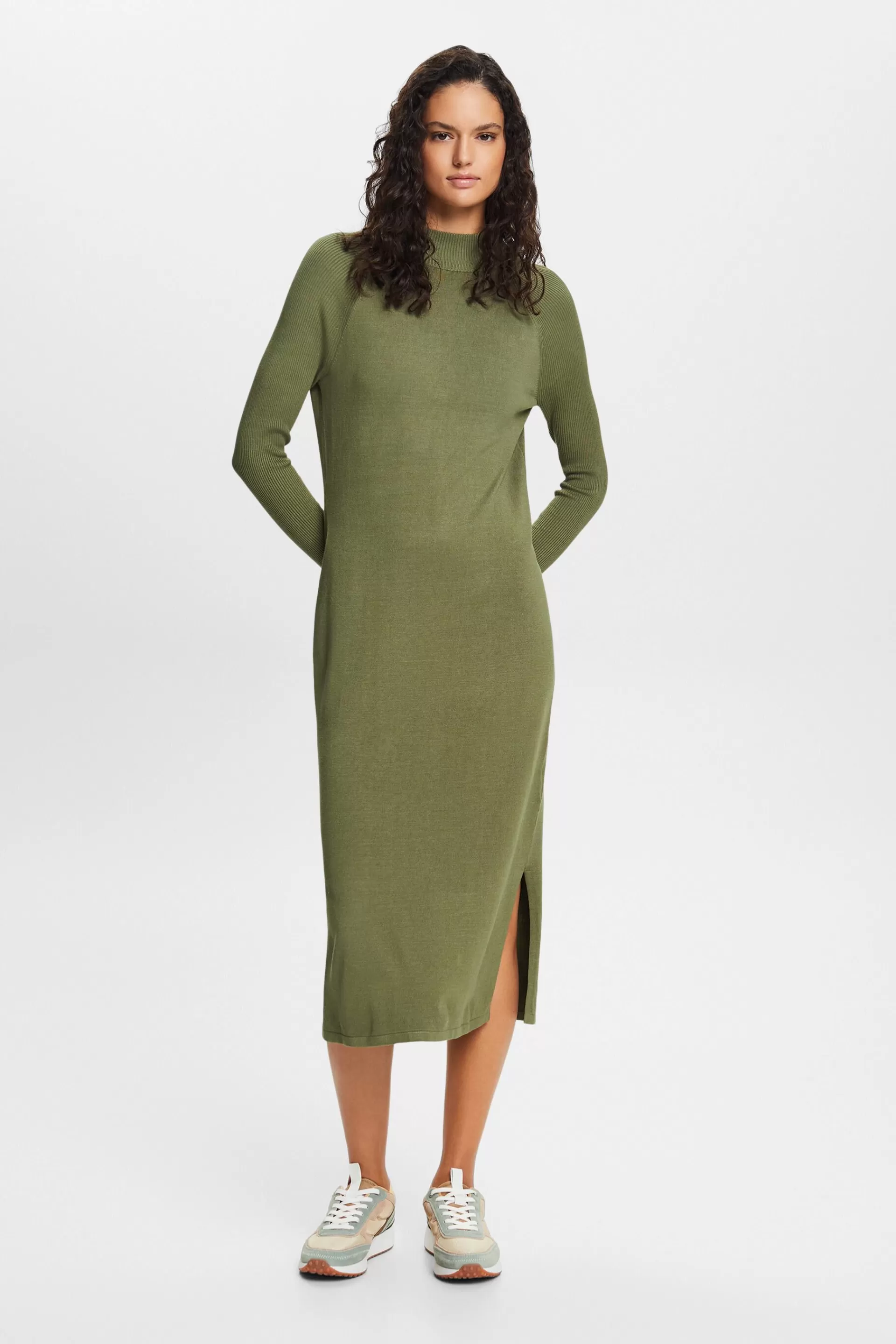 Midi-Strickkleid mit Stehkragen-ESPRIT Sale