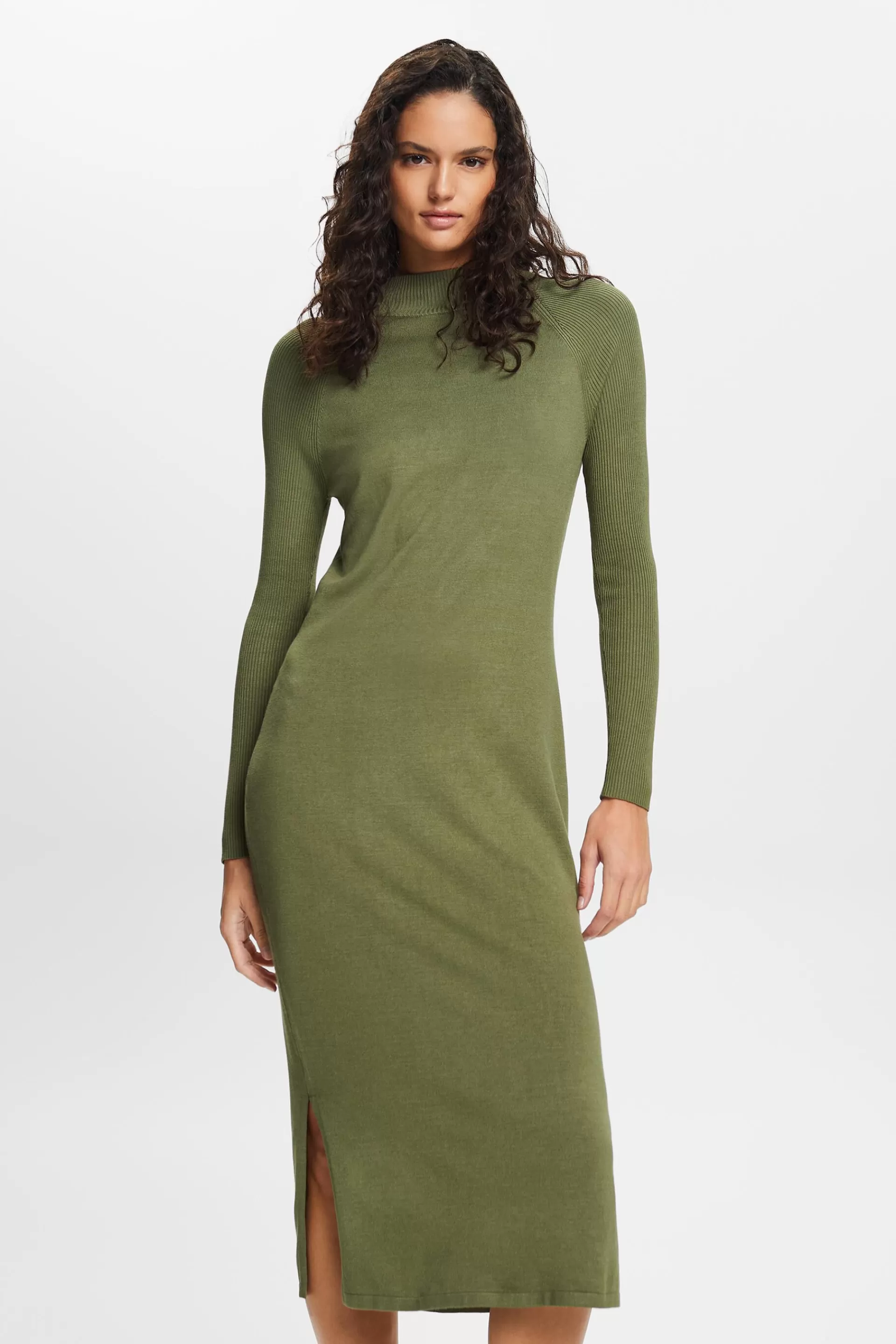 Midi-Strickkleid mit Stehkragen-ESPRIT Sale