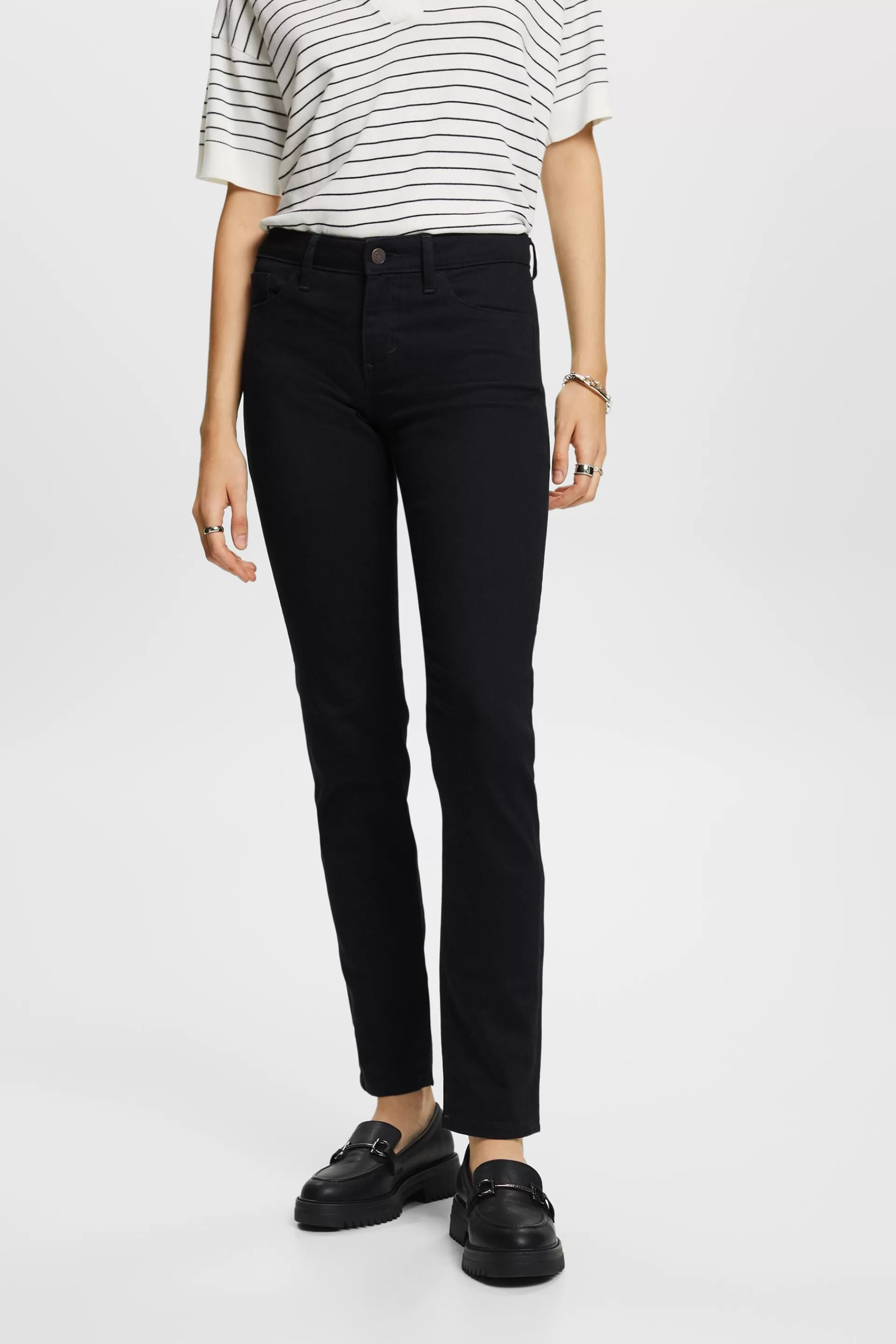 Mid-Rise-Stretchjeans in schmaler Passform-ESPRIT Hot
