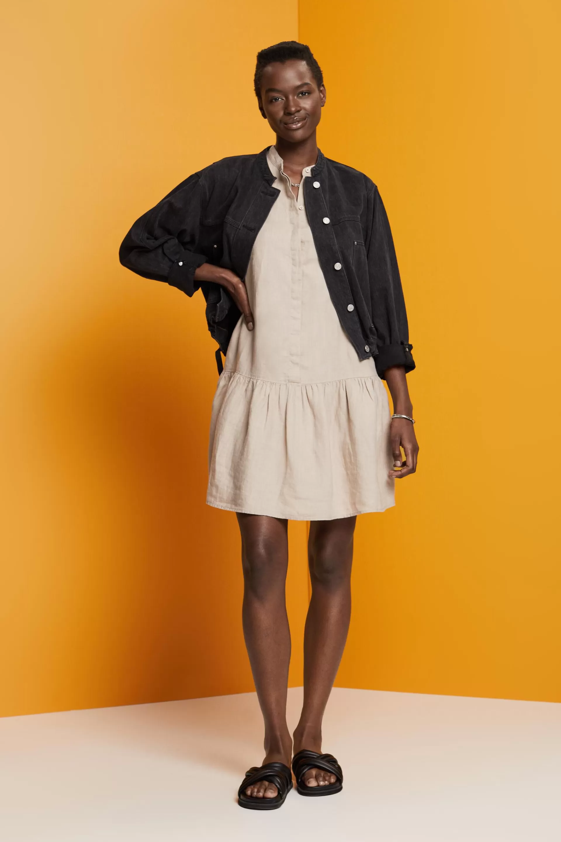 Mini-Hemdblusenkleid, 100 % Leinen-ESPRIT Best