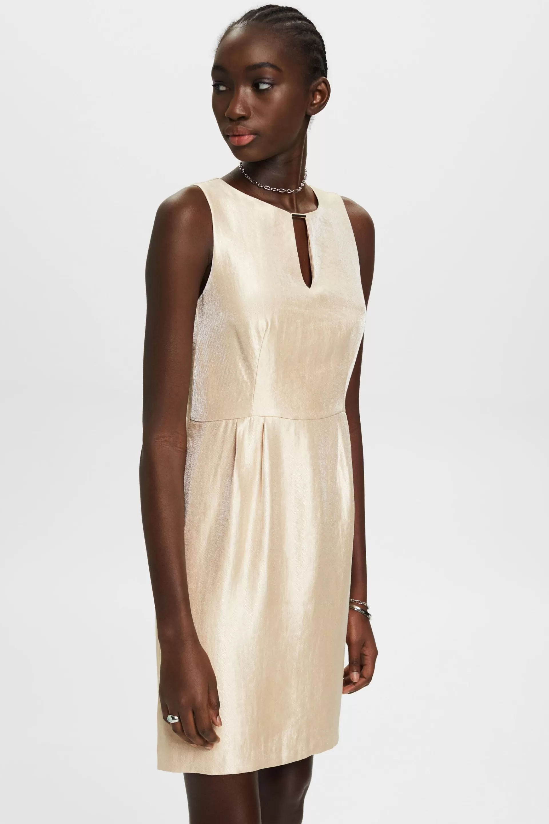 Minikleid aus Twill mit Metallic-Finish-ESPRIT Hot
