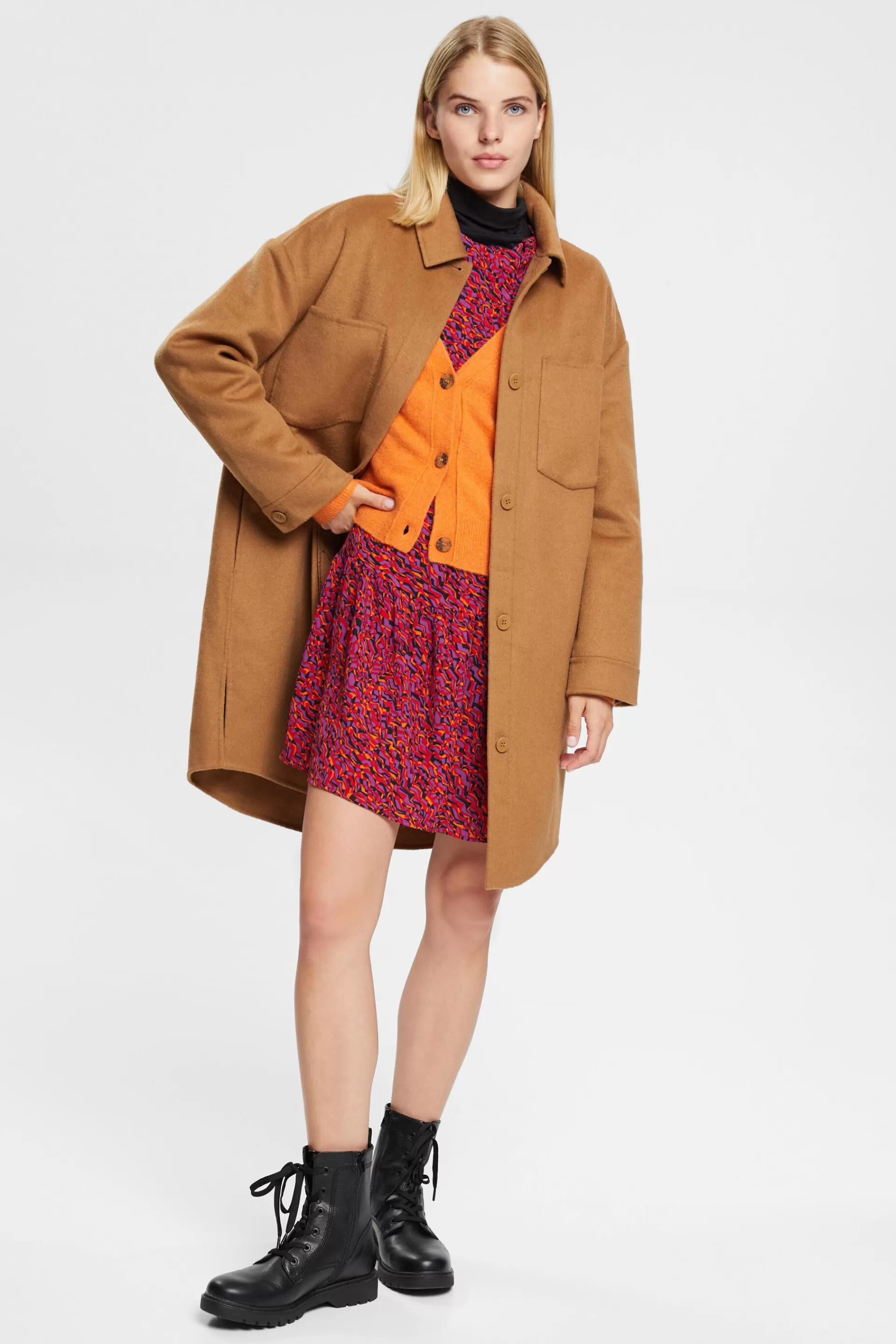 Minikleid mit Muster und Cut-out-ESPRIT New