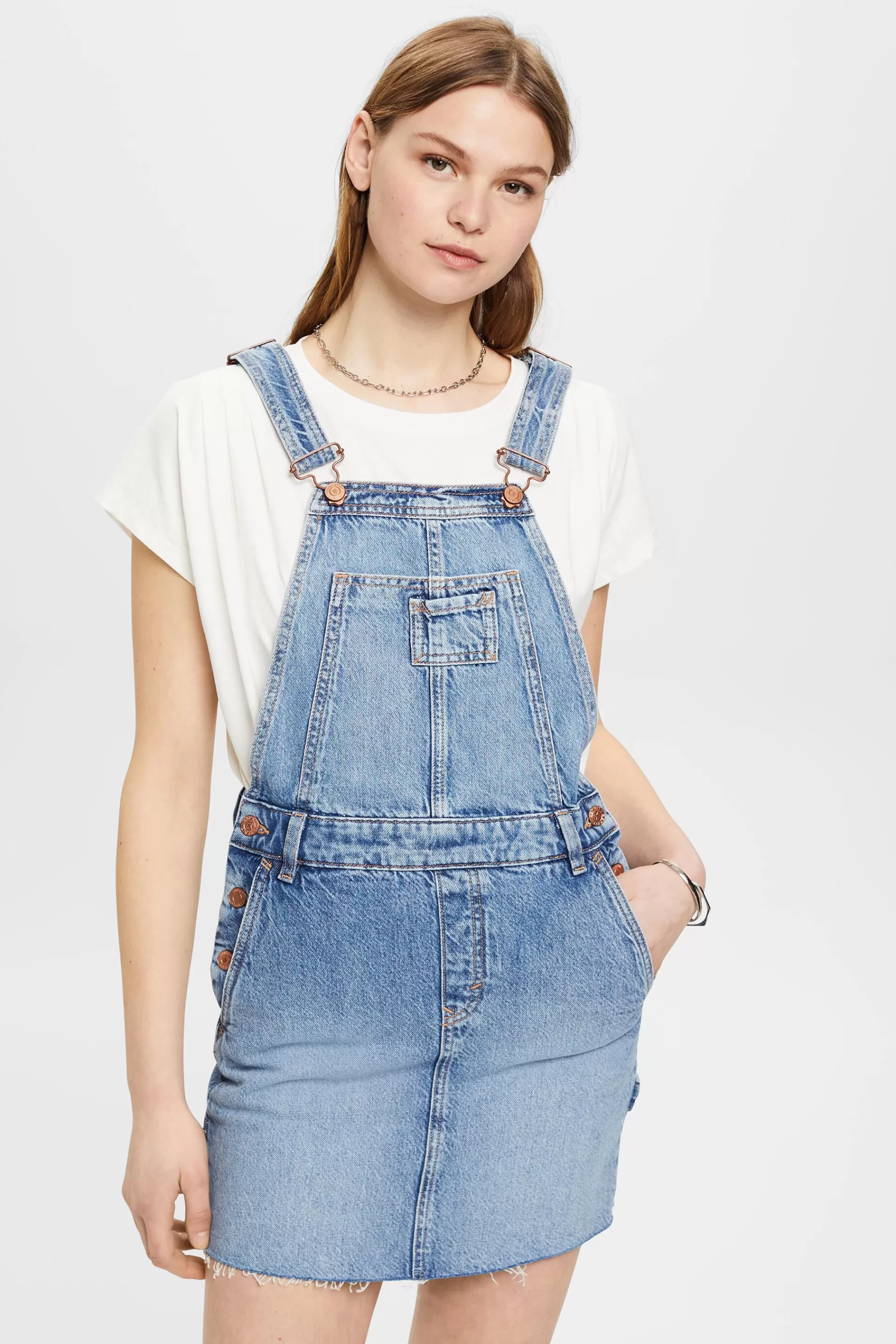 Mini-Latzkleid aus Denim-ESPRIT Cheap