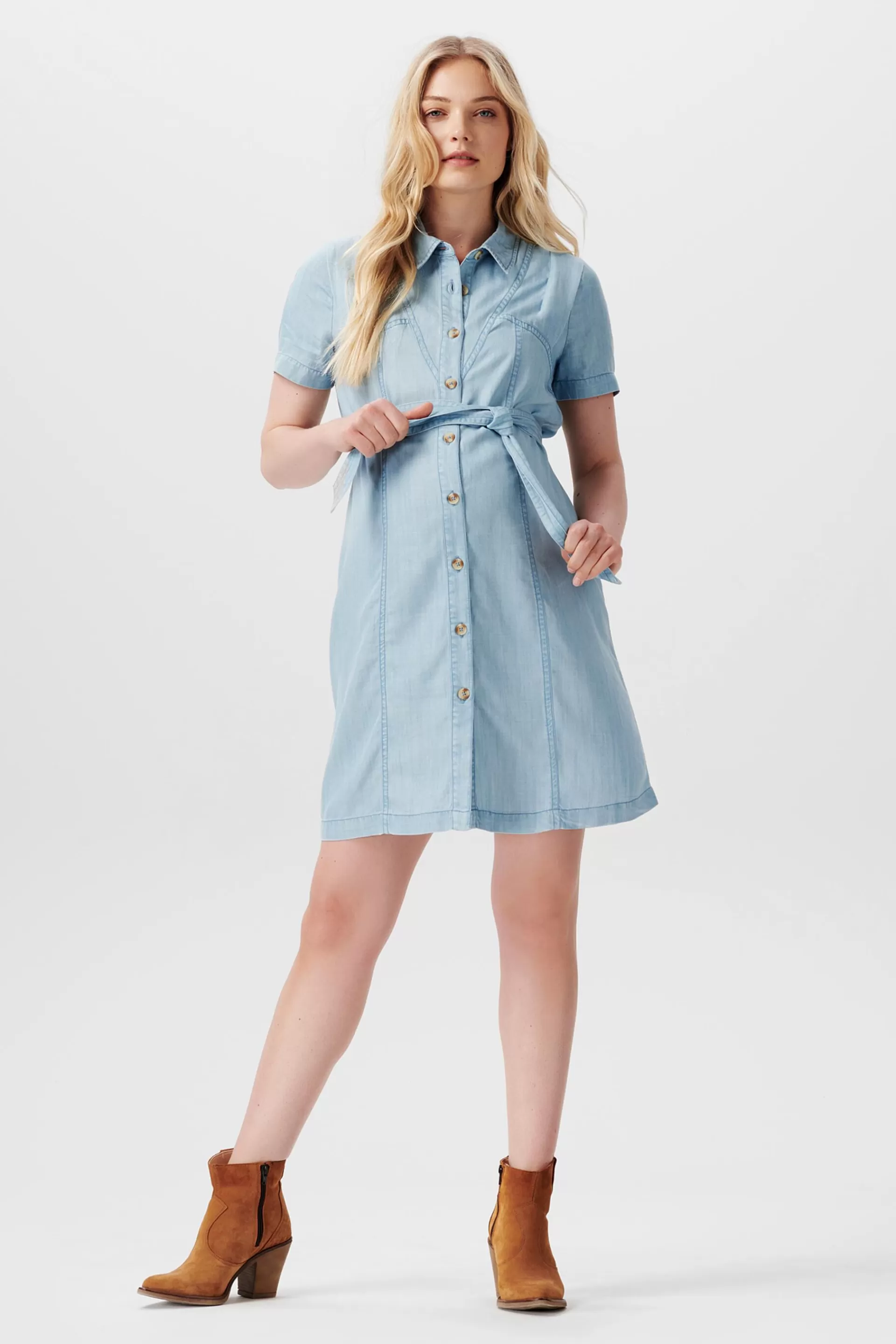 Mini-Shirtkleid mit Bindegürtel-ESPRIT Store