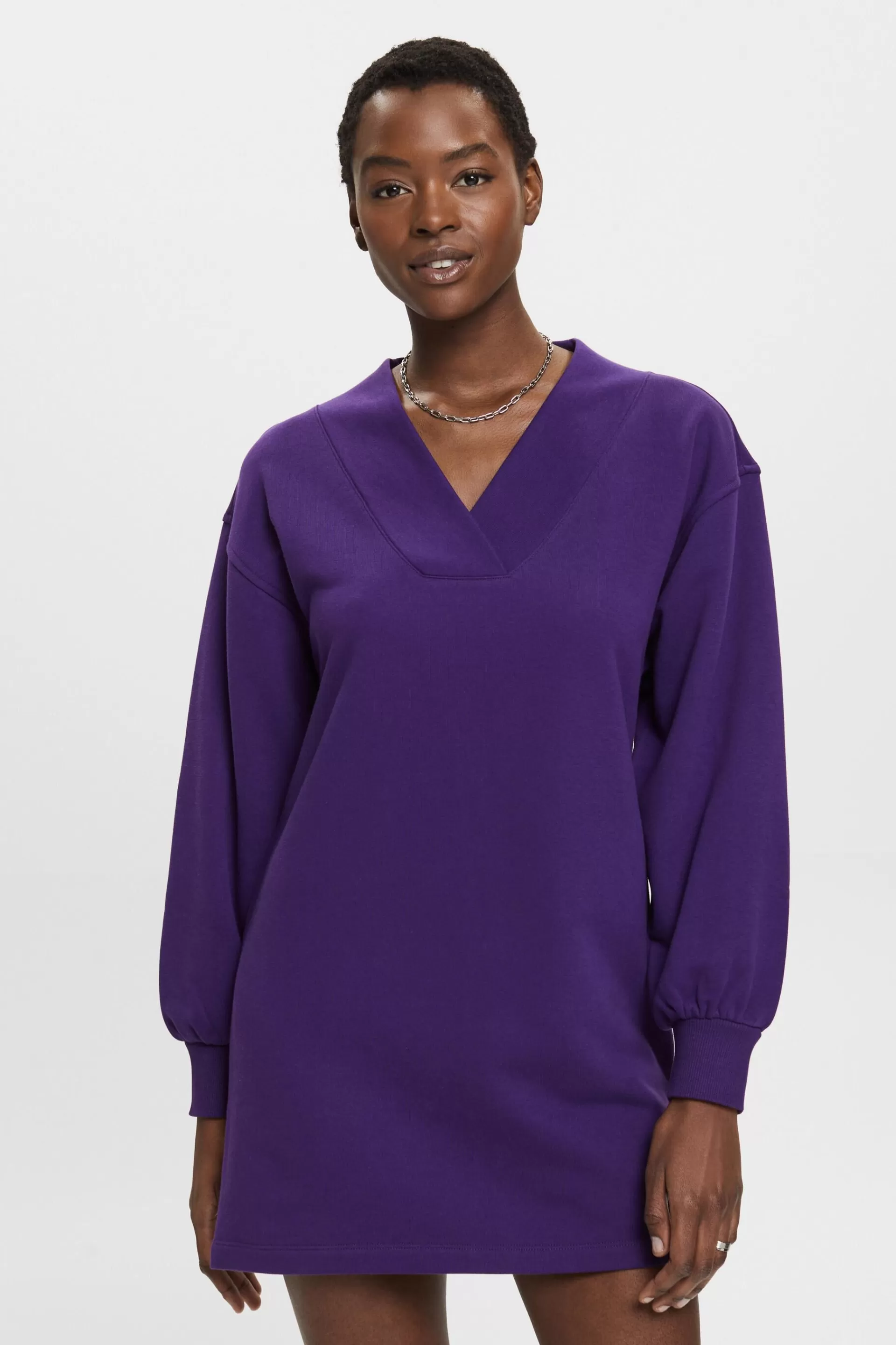Mini-Sweatkleid mit V-Ausschnitt-ESPRIT Shop
