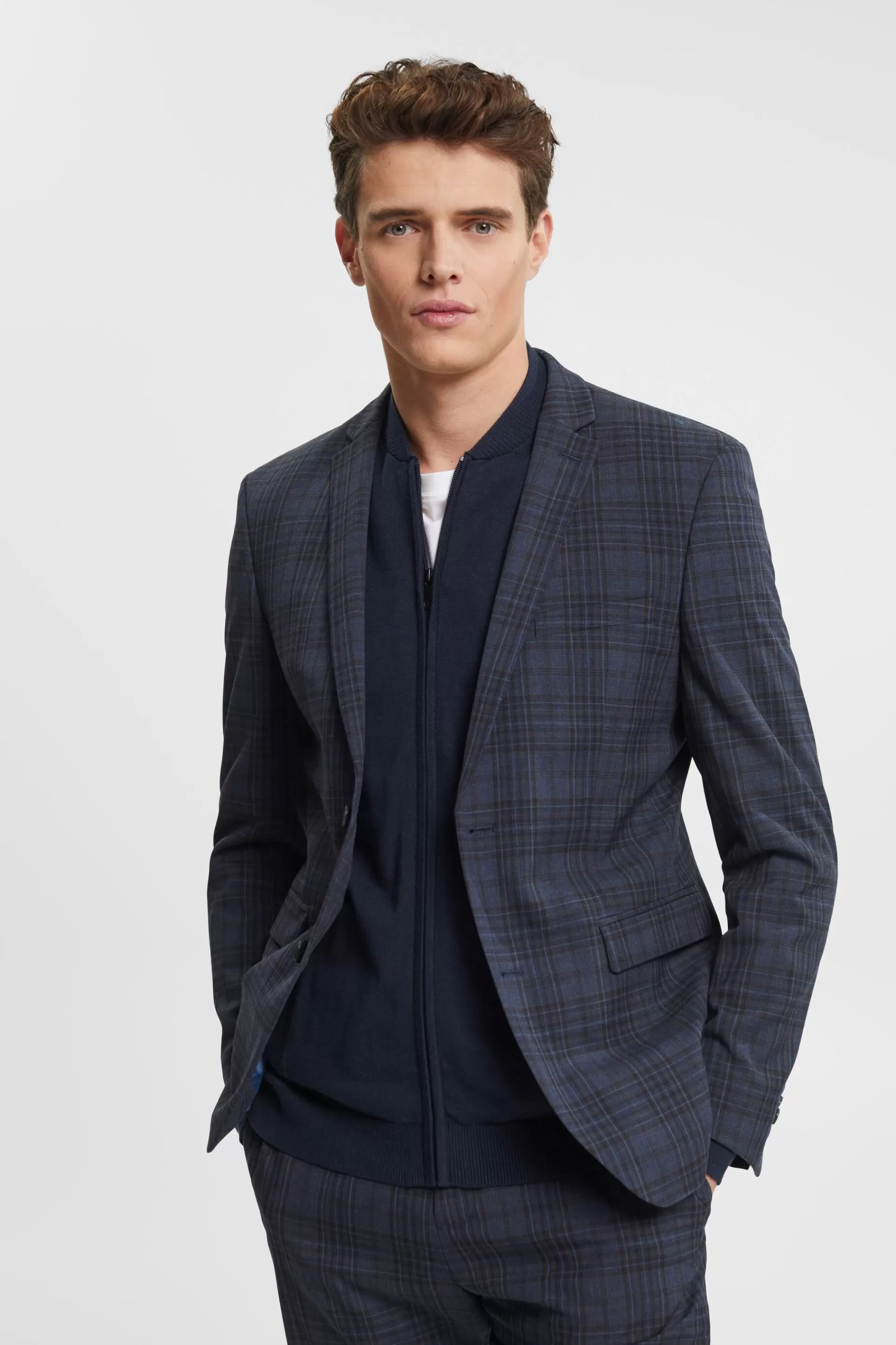 Mix & Match: Einreihiger Blazer mit Karomuster-ESPRIT Cheap