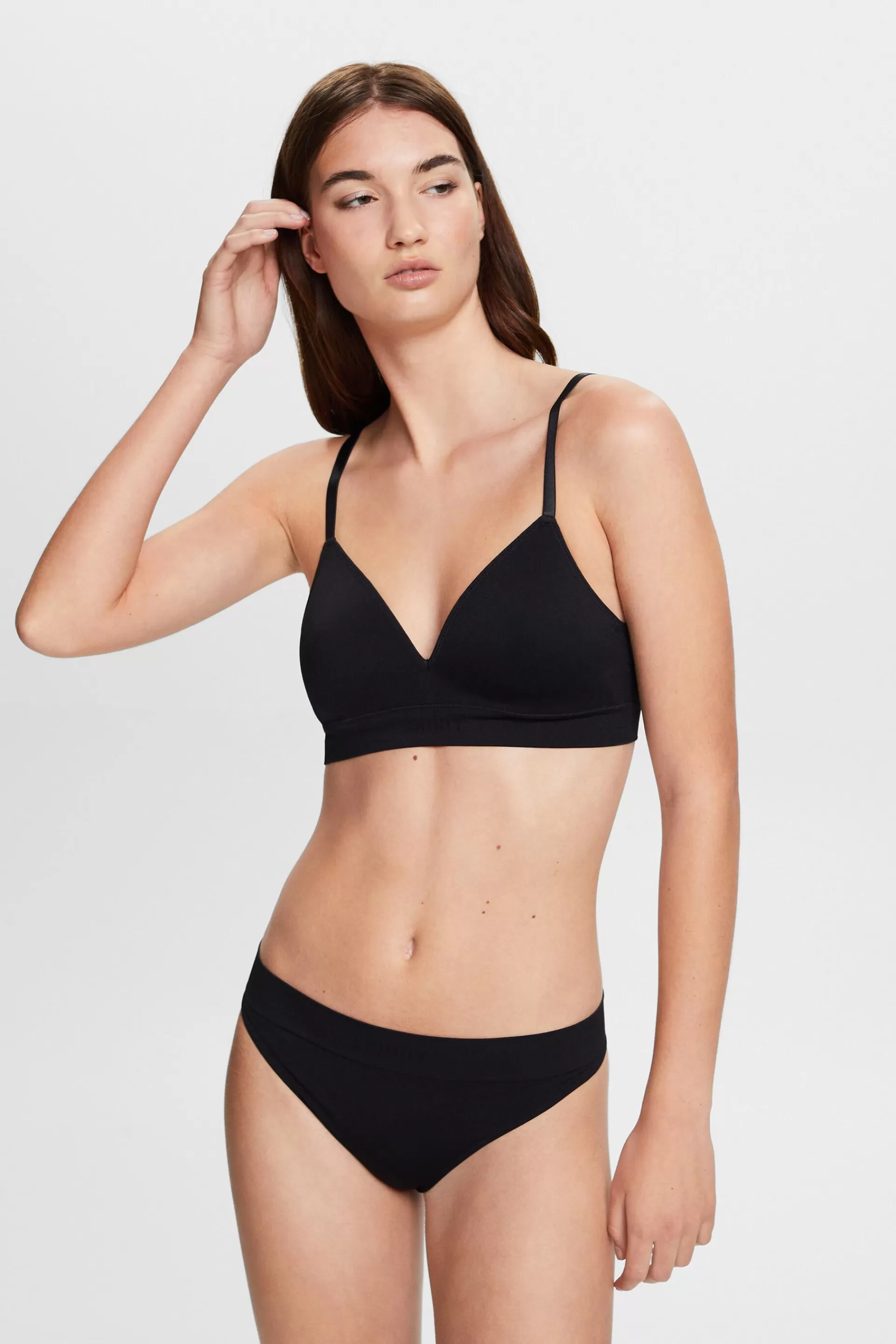 Nahtloser, wattierter Bralette mit Logo-ESPRIT Store