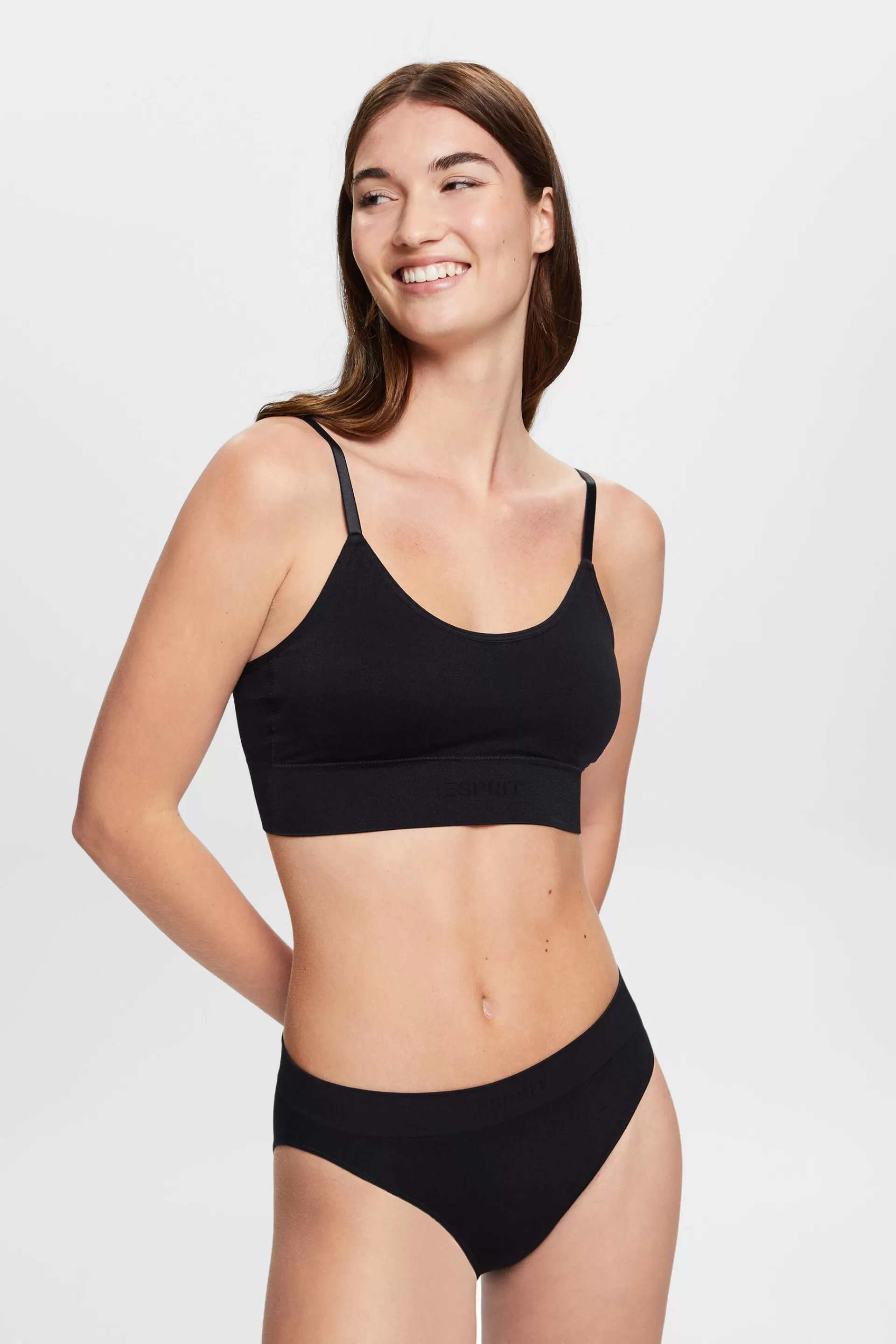 Nahtloses, wattiertes Bustier mit Logo-ESPRIT Best Sale