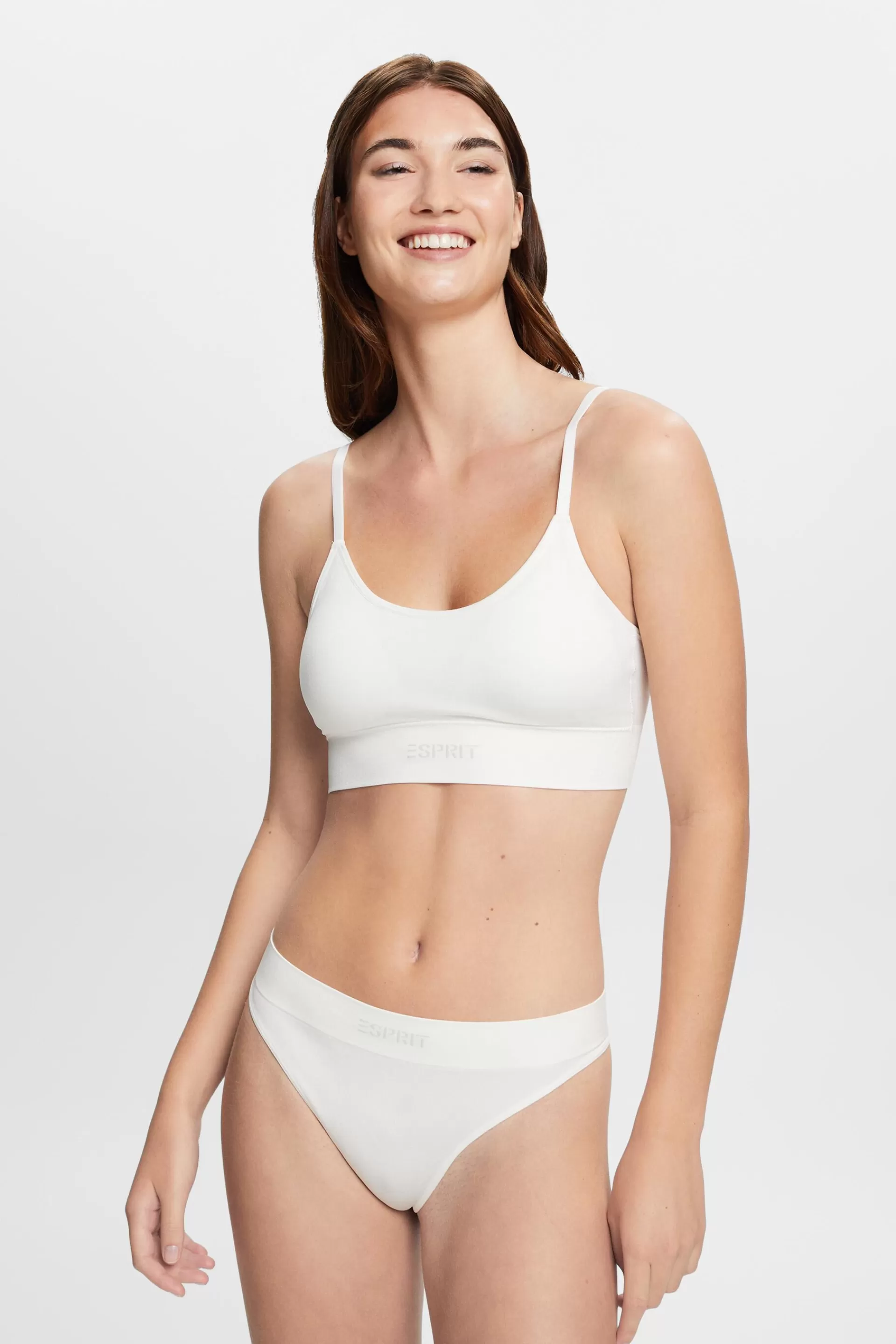 Nahtloses, wattiertes Bustier mit Logo-ESPRIT Flash Sale