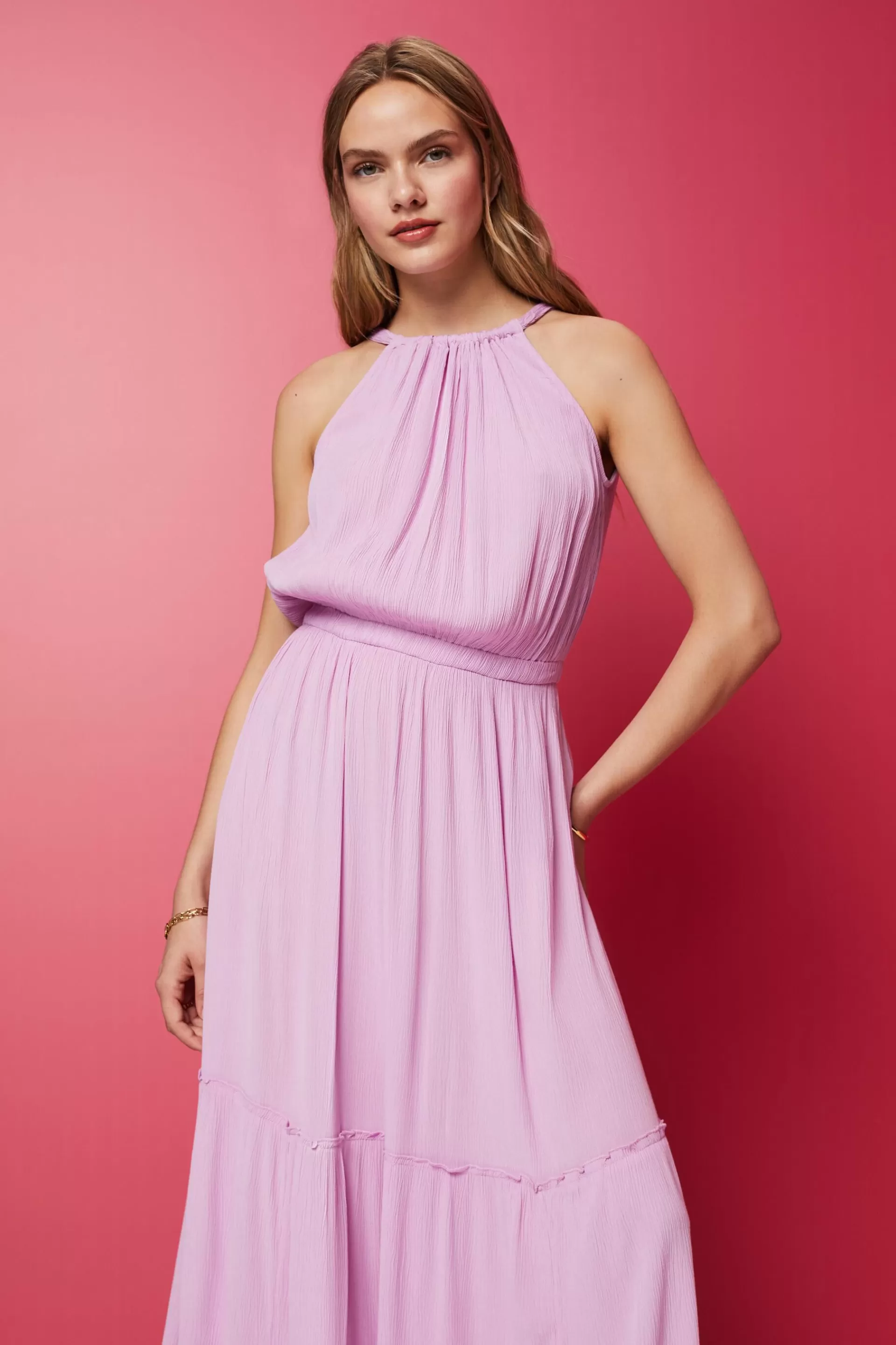 Neckholder-Maxikleid aus Crinkle-Georgette-ESPRIT Cheap