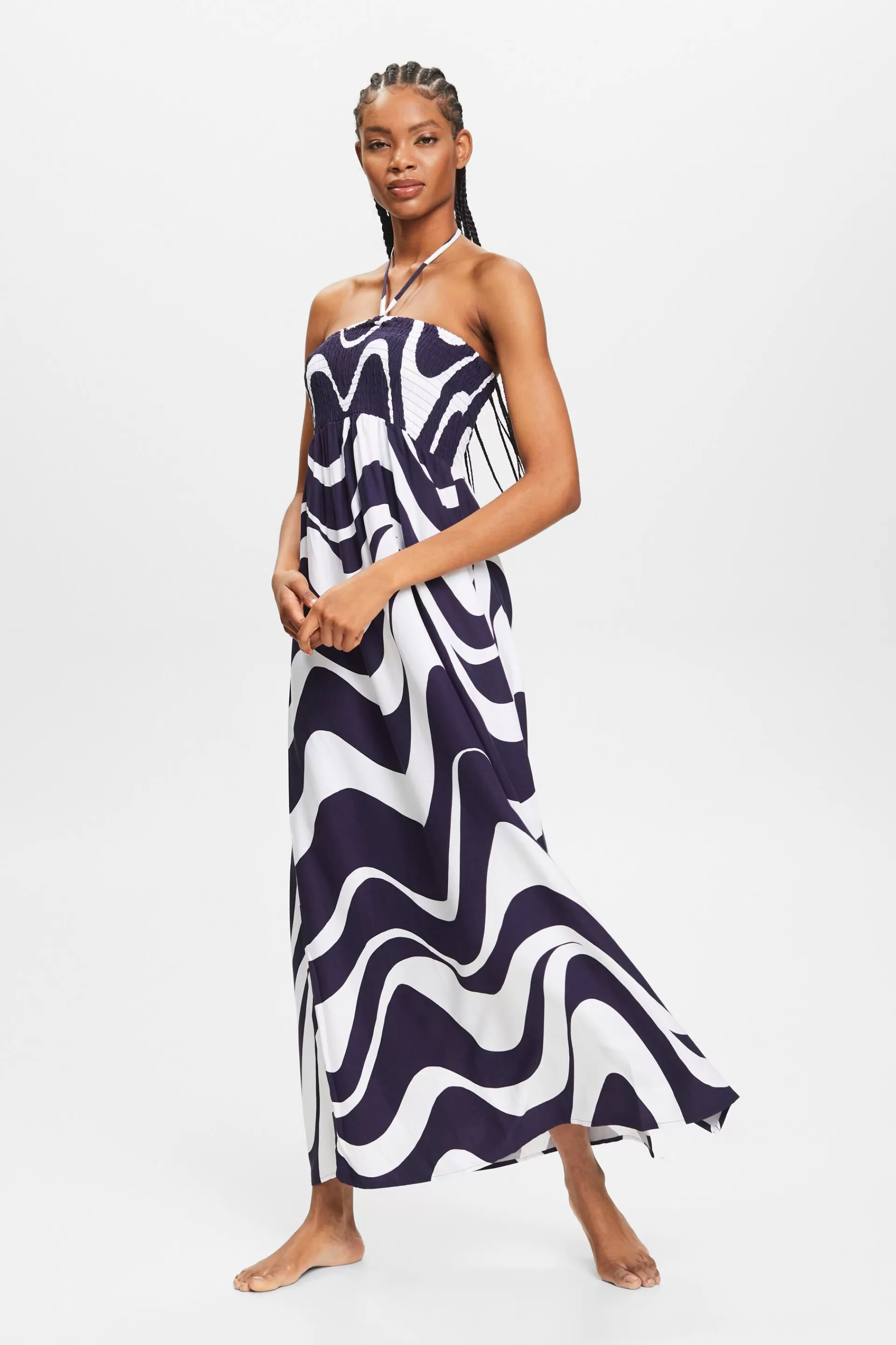 Neckholder-Maxikleid mit Print-ESPRIT Flash Sale