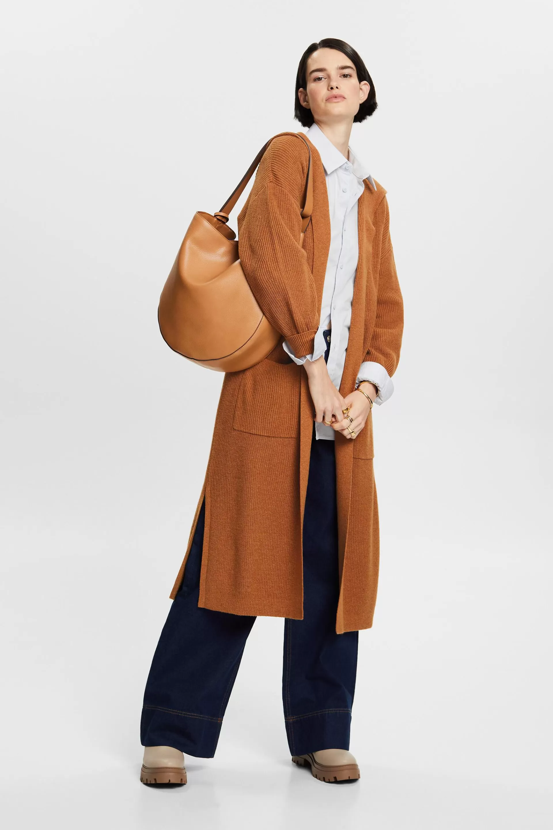 Offener, langer Cardigan mit Kapuze-ESPRIT Sale