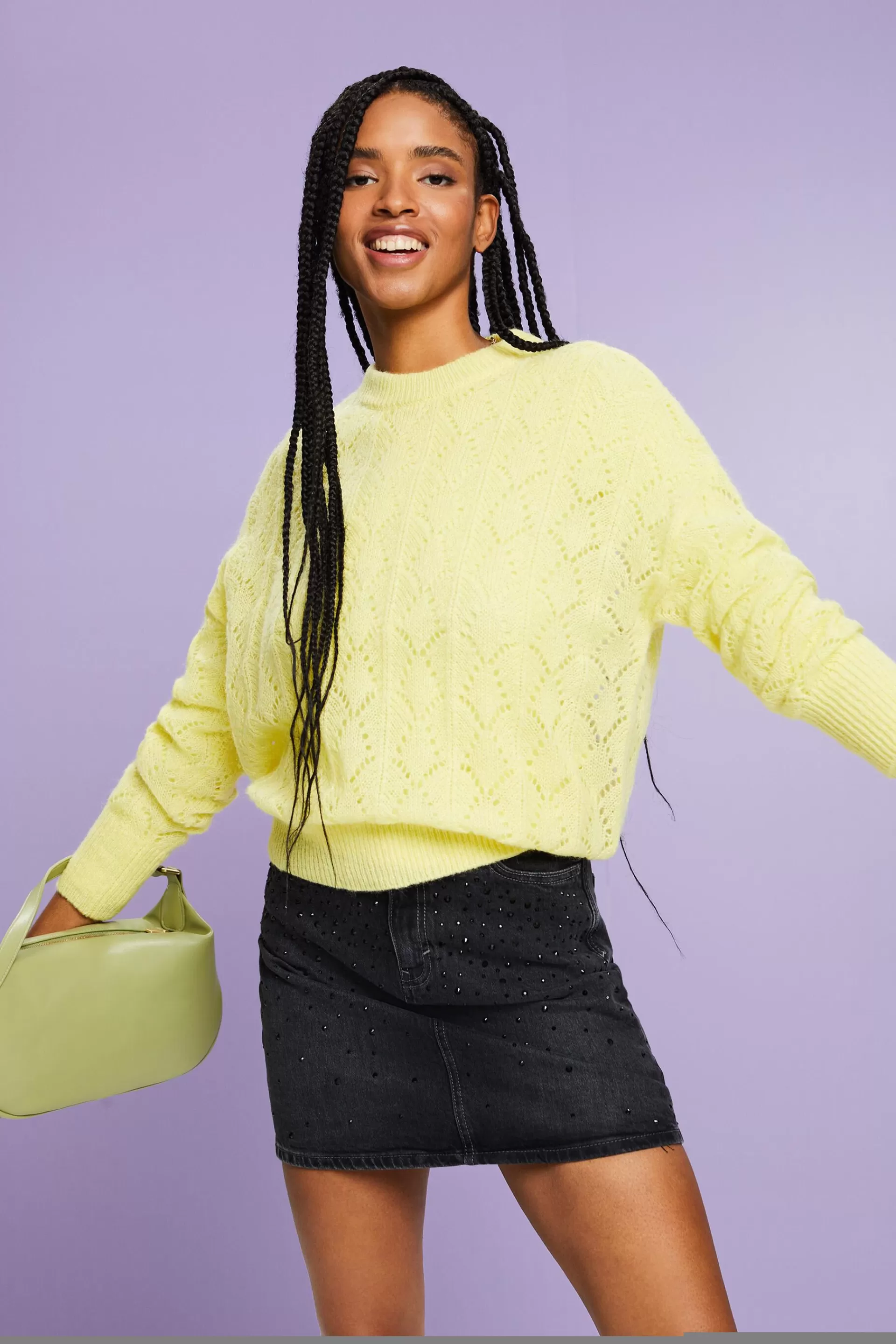 Offenmaschiger Pullover aus Wollmix-ESPRIT Clearance