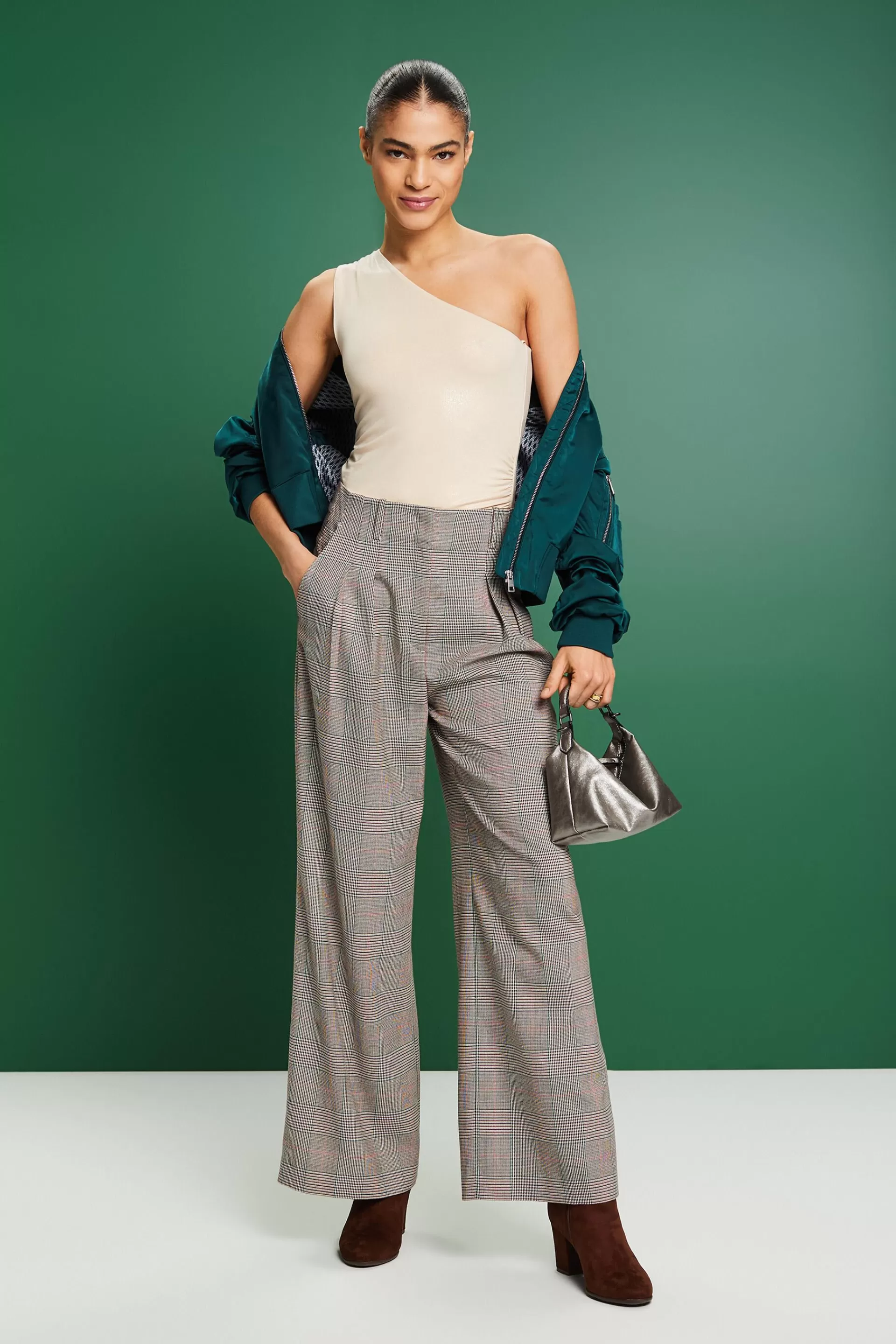One-Shoulder-Top aus Lamé-ESPRIT Store