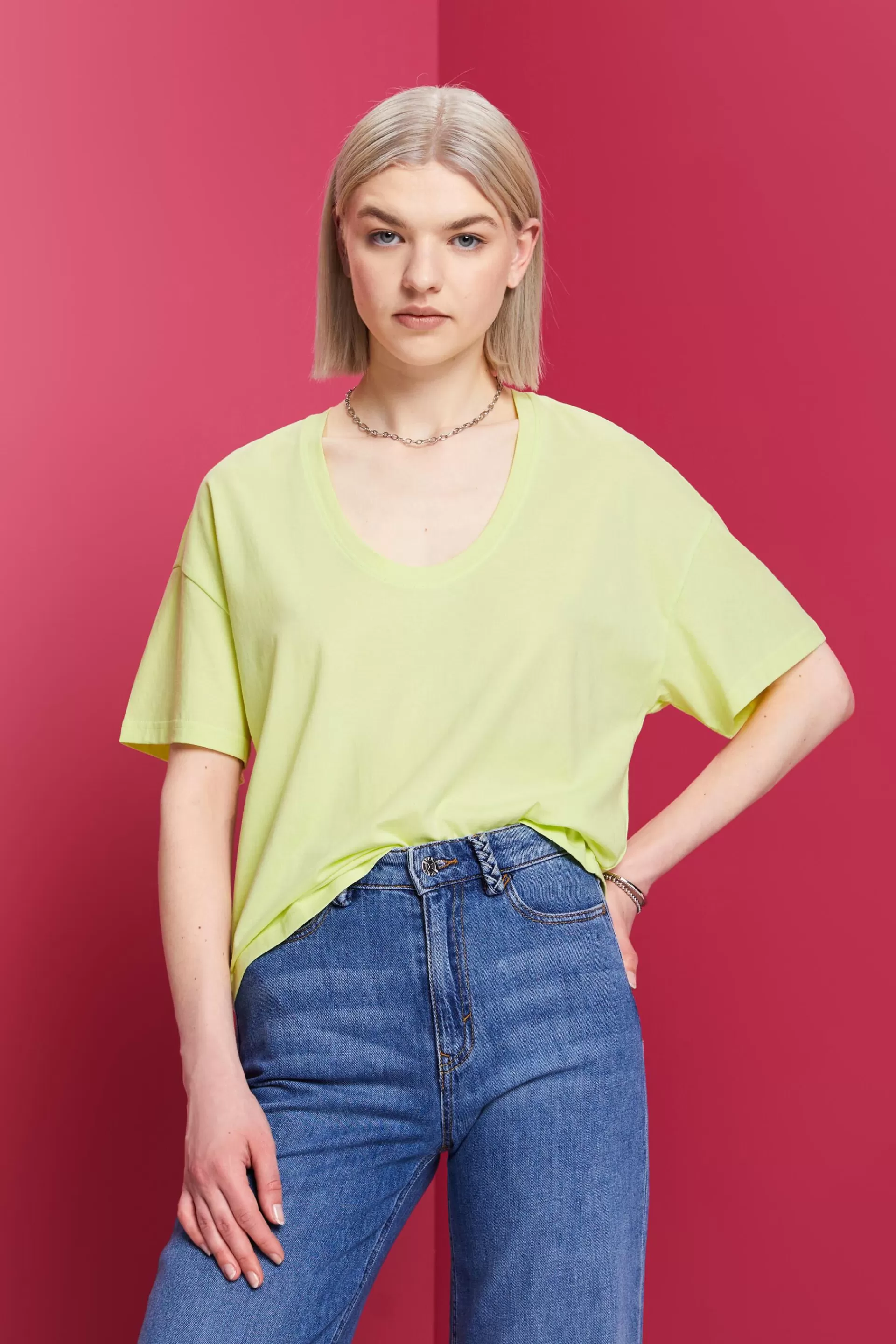 Oversize Cropped-T-Shirt, 100 % Baumwolle-ESPRIT New