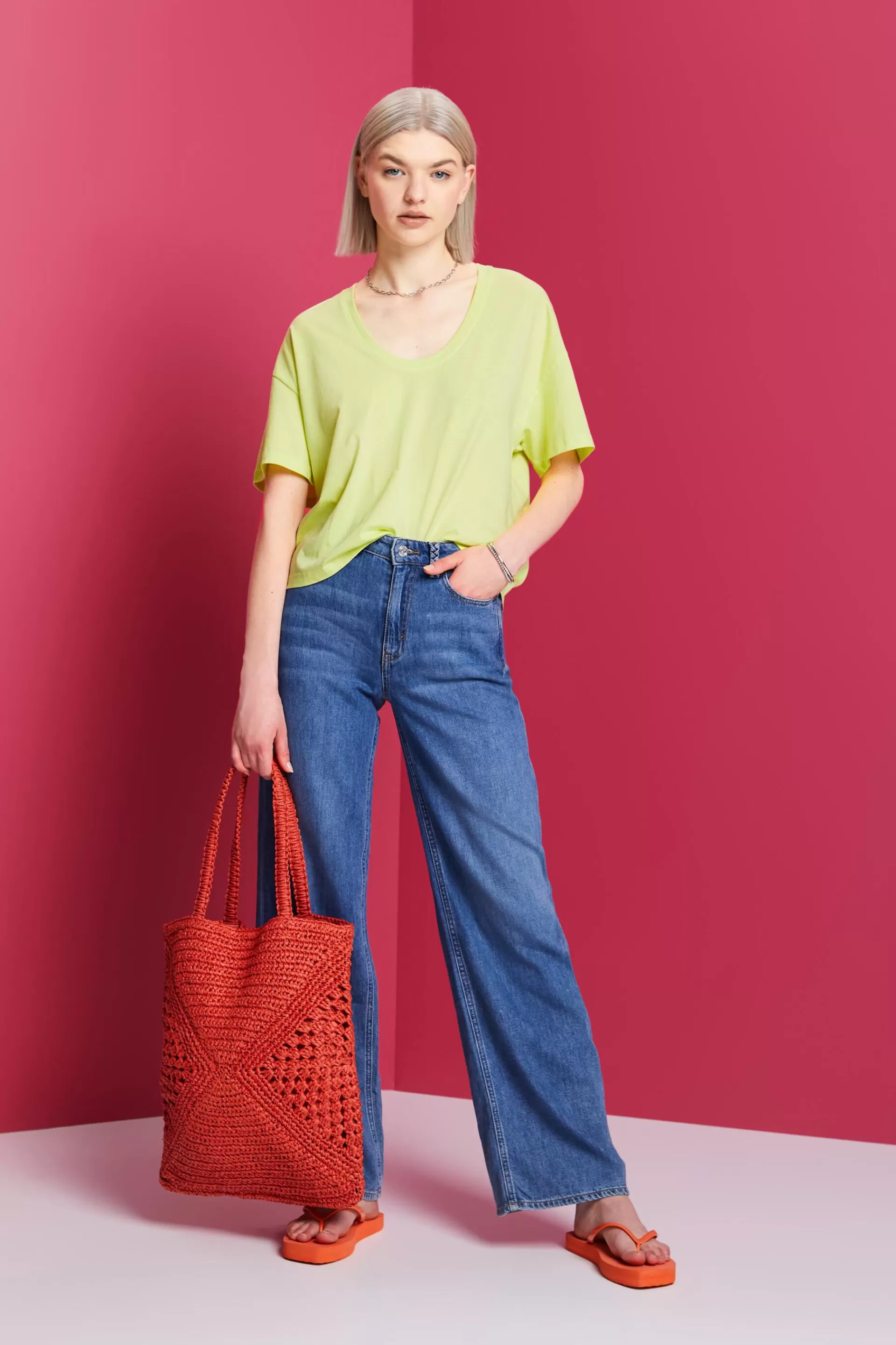 Oversize Cropped-T-Shirt, 100 % Baumwolle-ESPRIT New