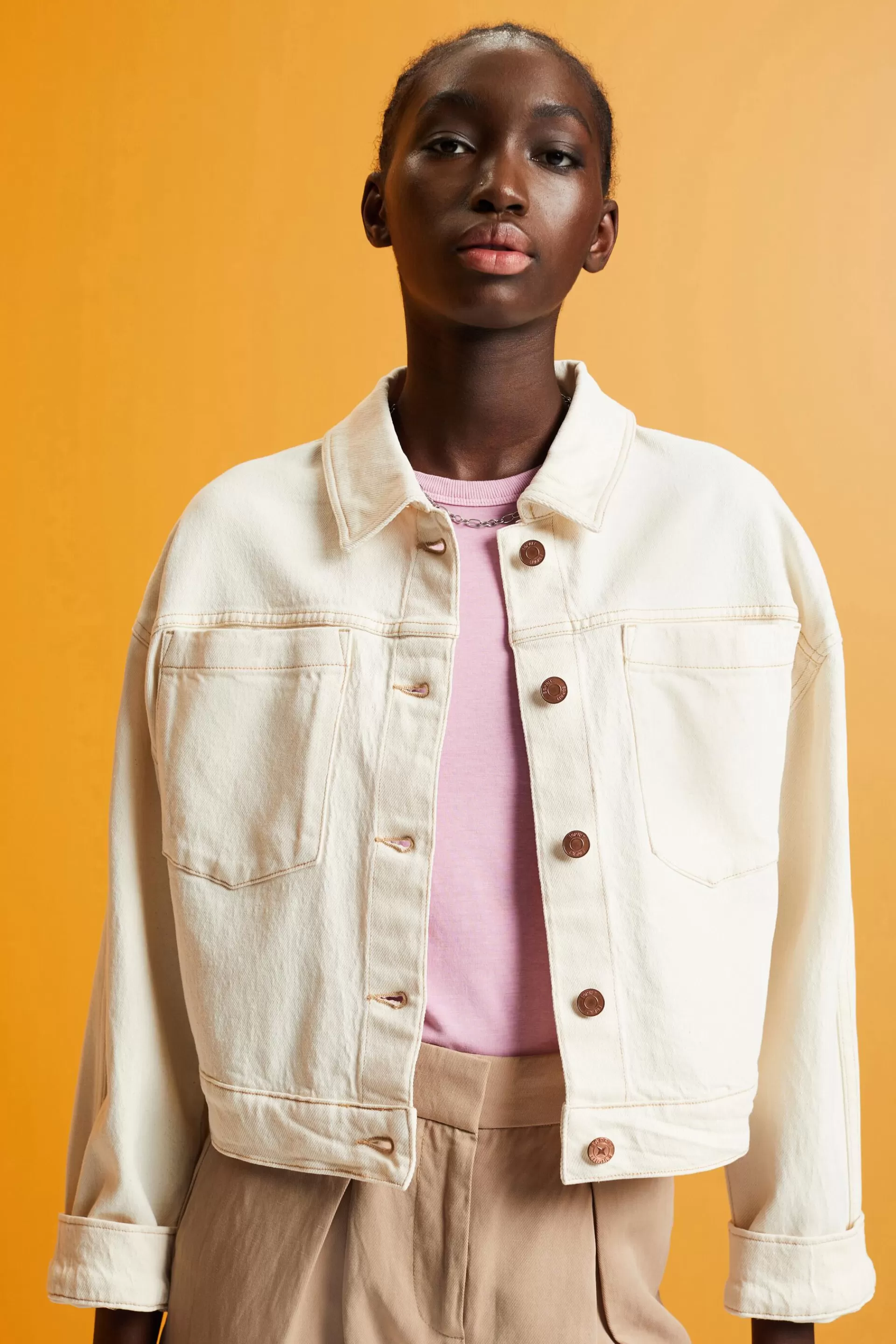 Oversize Jeansjacke in Cropped-Länge-ESPRIT Shop