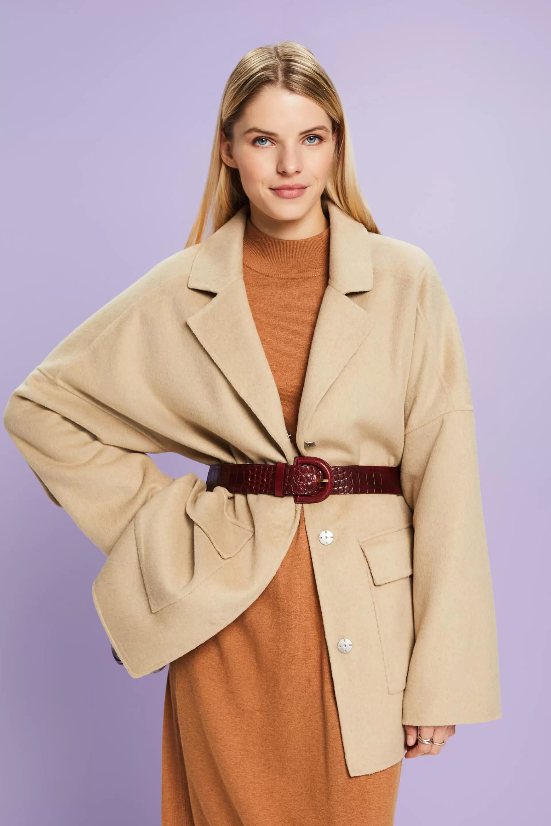 Oversize Mantel aus Wollmix-ESPRIT Hot