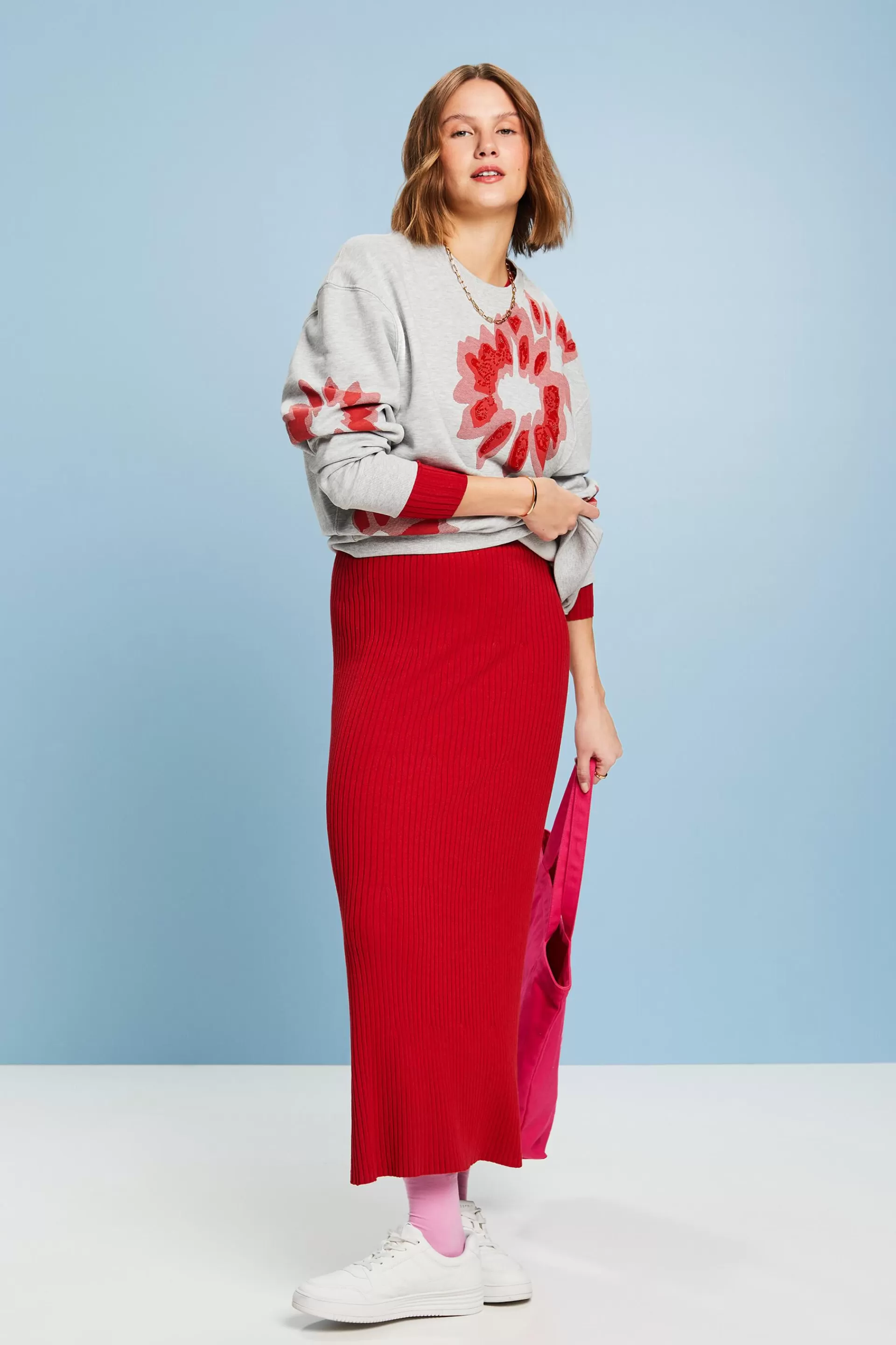Oversize Sweatshirt mit Print und Zierperlen-ESPRIT Fashion