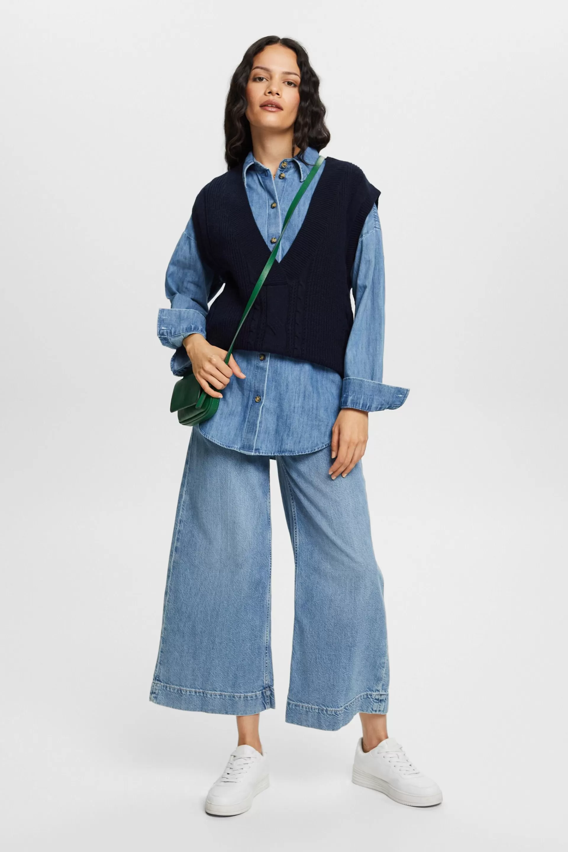 Oversized Jeans-Hemdbluse, 100 % Baumwolle-ESPRIT Outlet