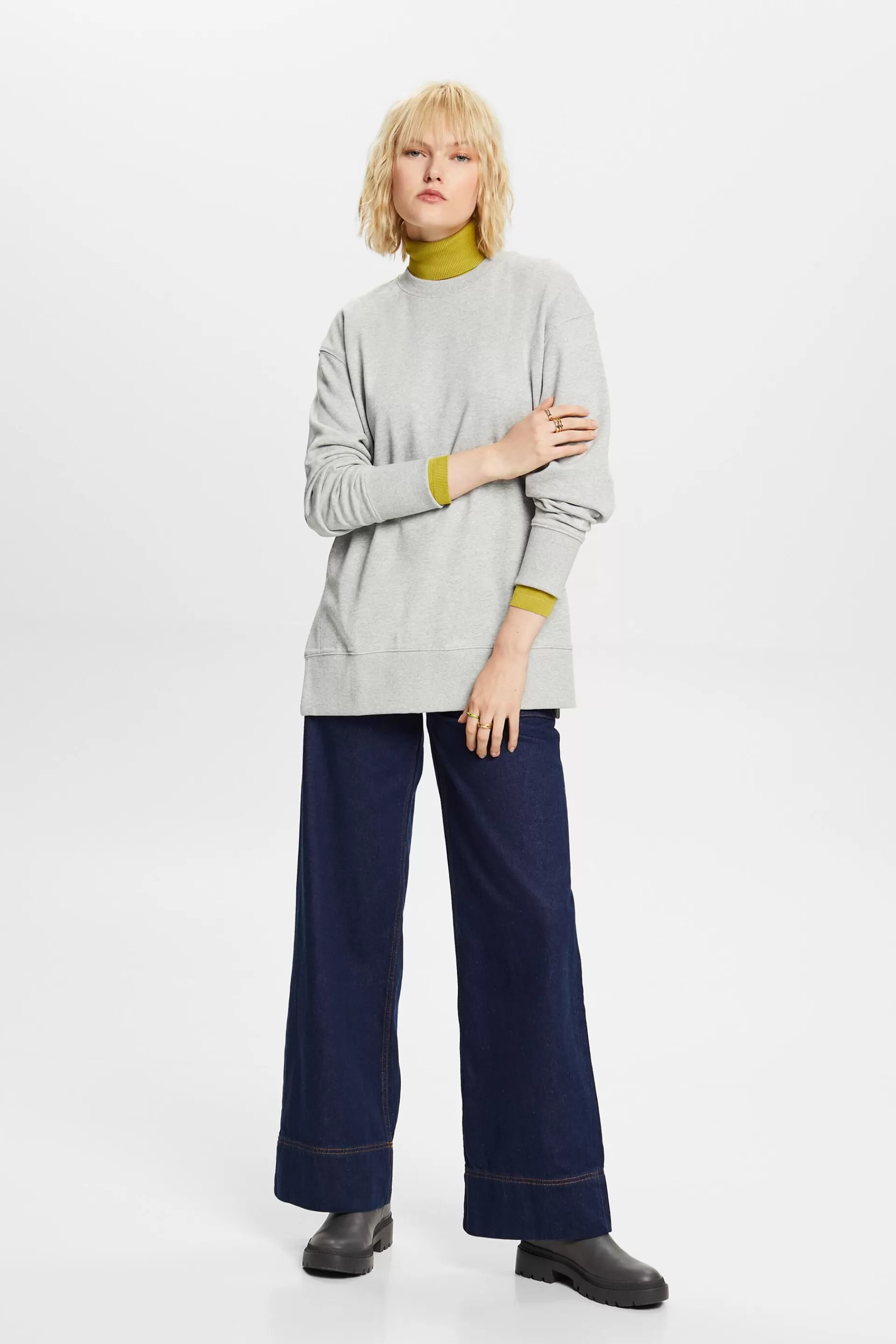 Oversized Rundhals-Sweatshirt mit geschlitztem Saum-ESPRIT Clearance