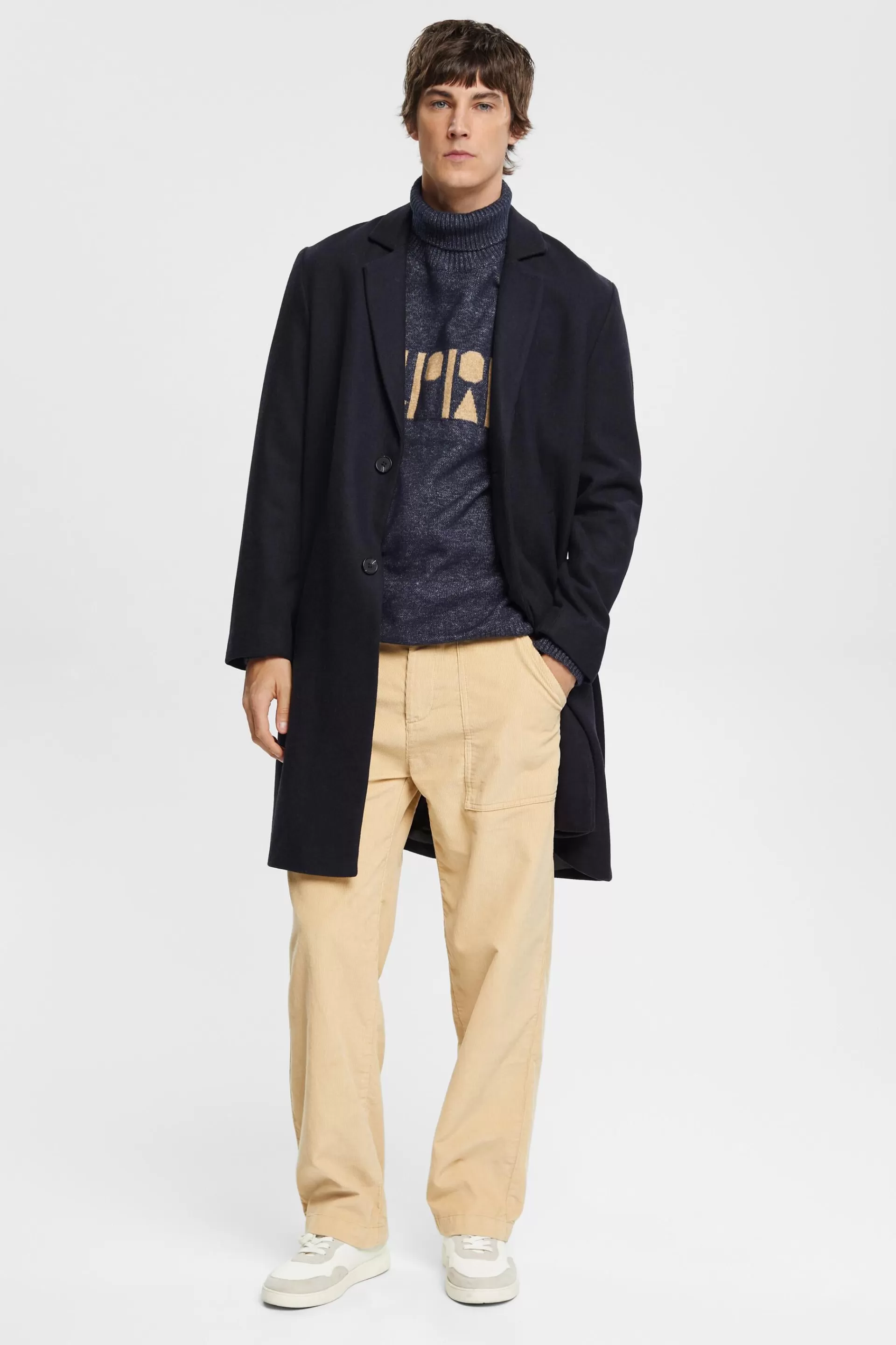 Oversize-Rollkragenpullover mit Logo-ESPRIT New
