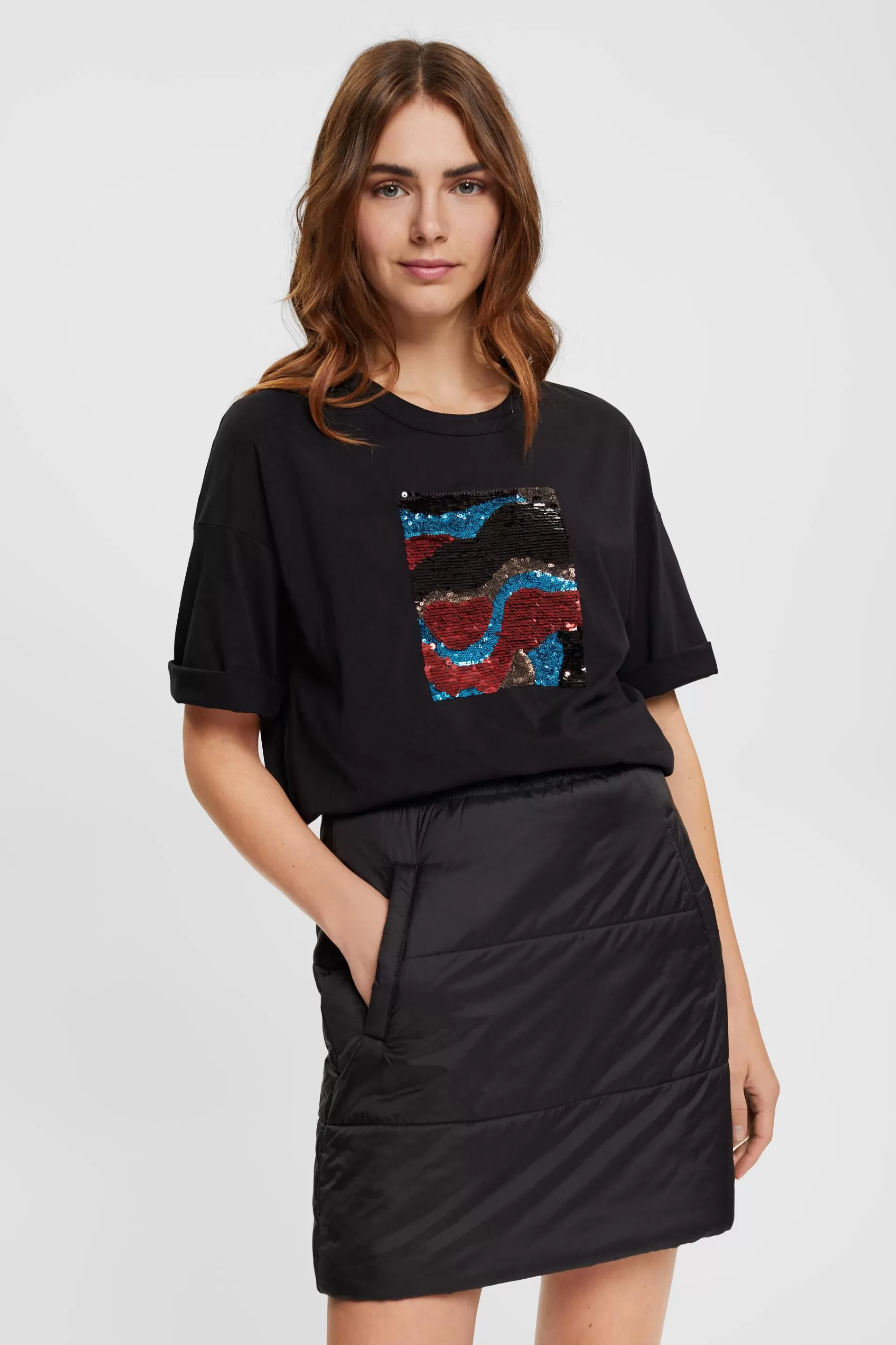 Oversize-T-Shirt mit Paillettenapplikation-ESPRIT Cheap