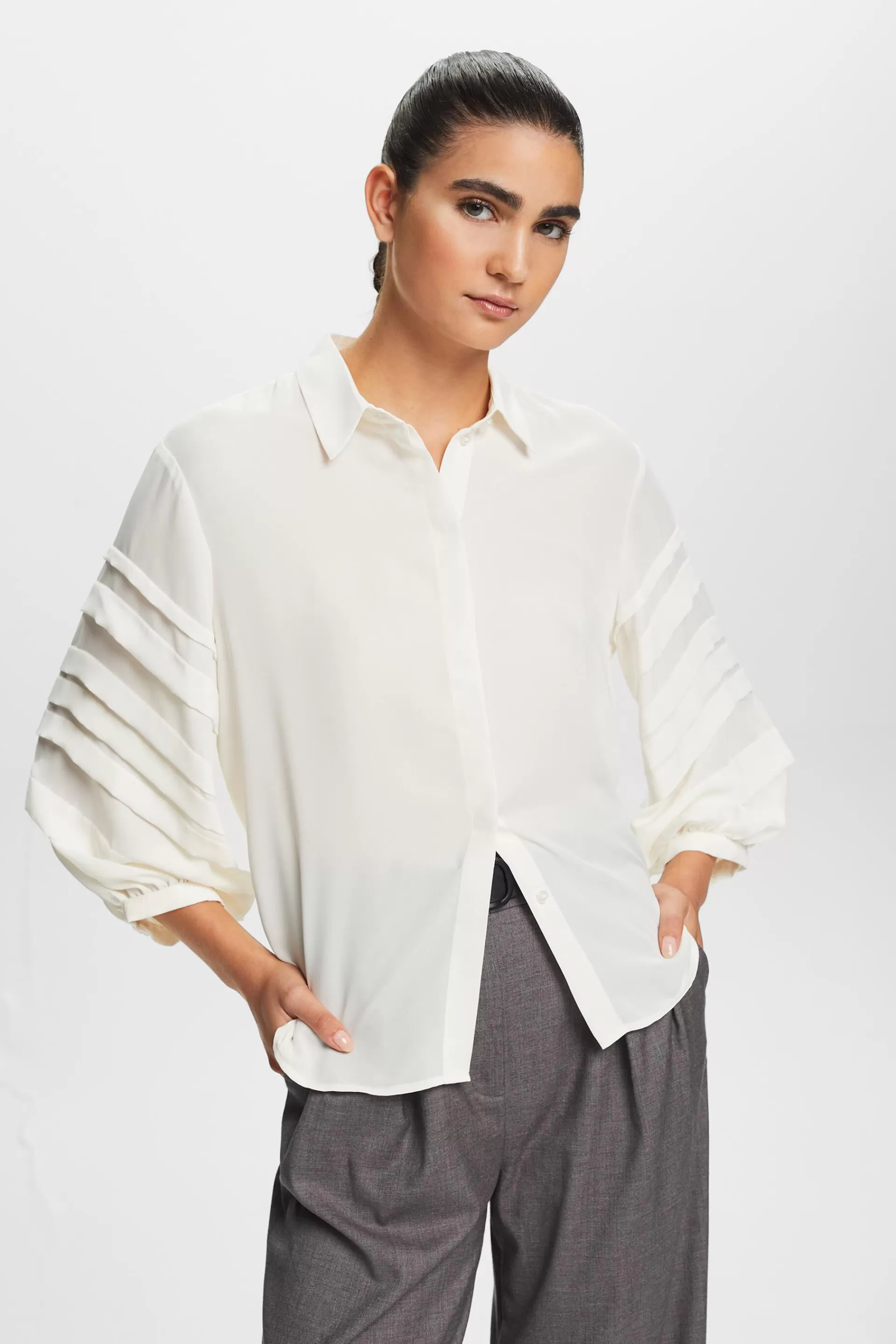 Plissierte Hemdbluse-ESPRIT Shop