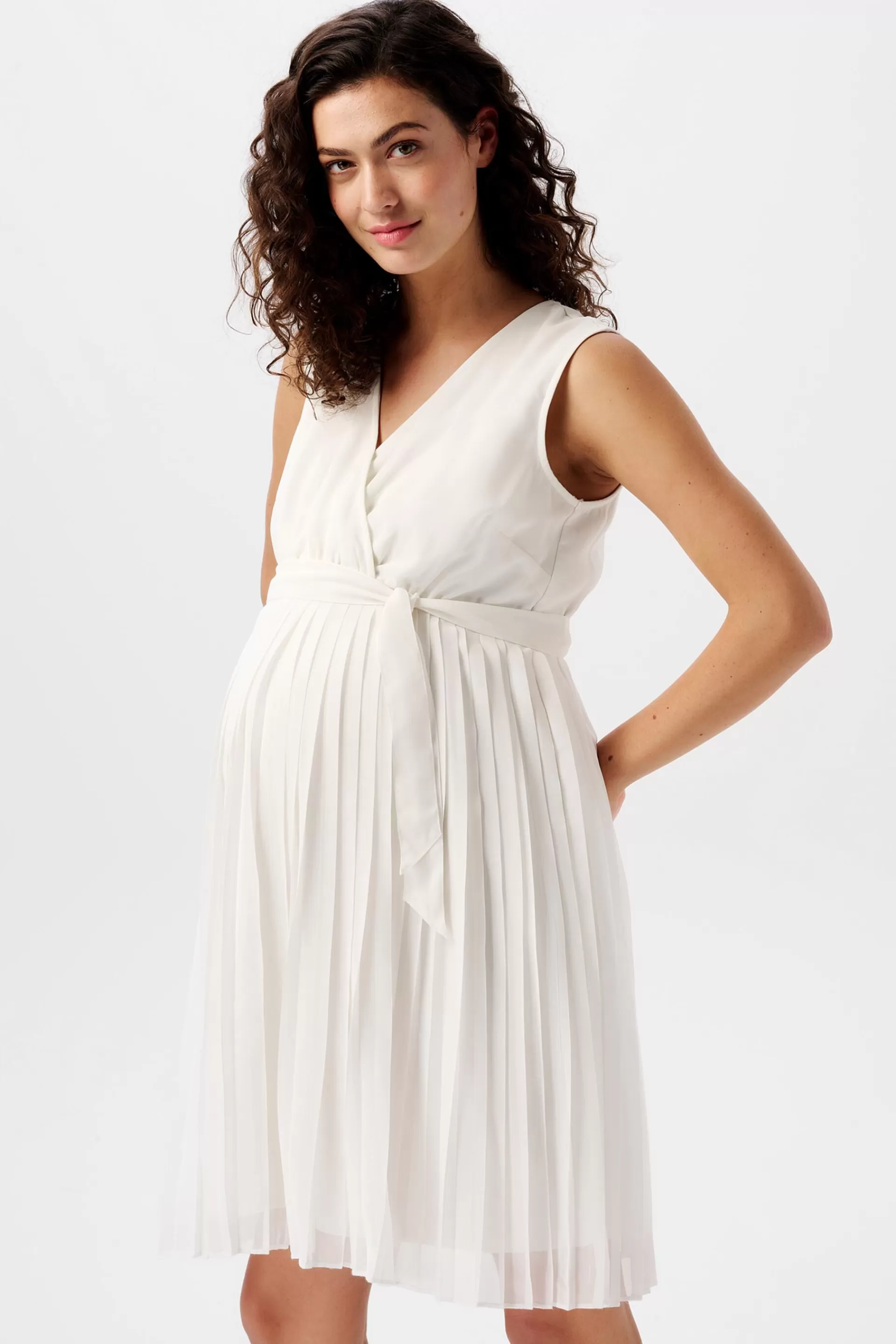Plissiertes Jerseykleid mit Bindegürtel-ESPRIT Shop