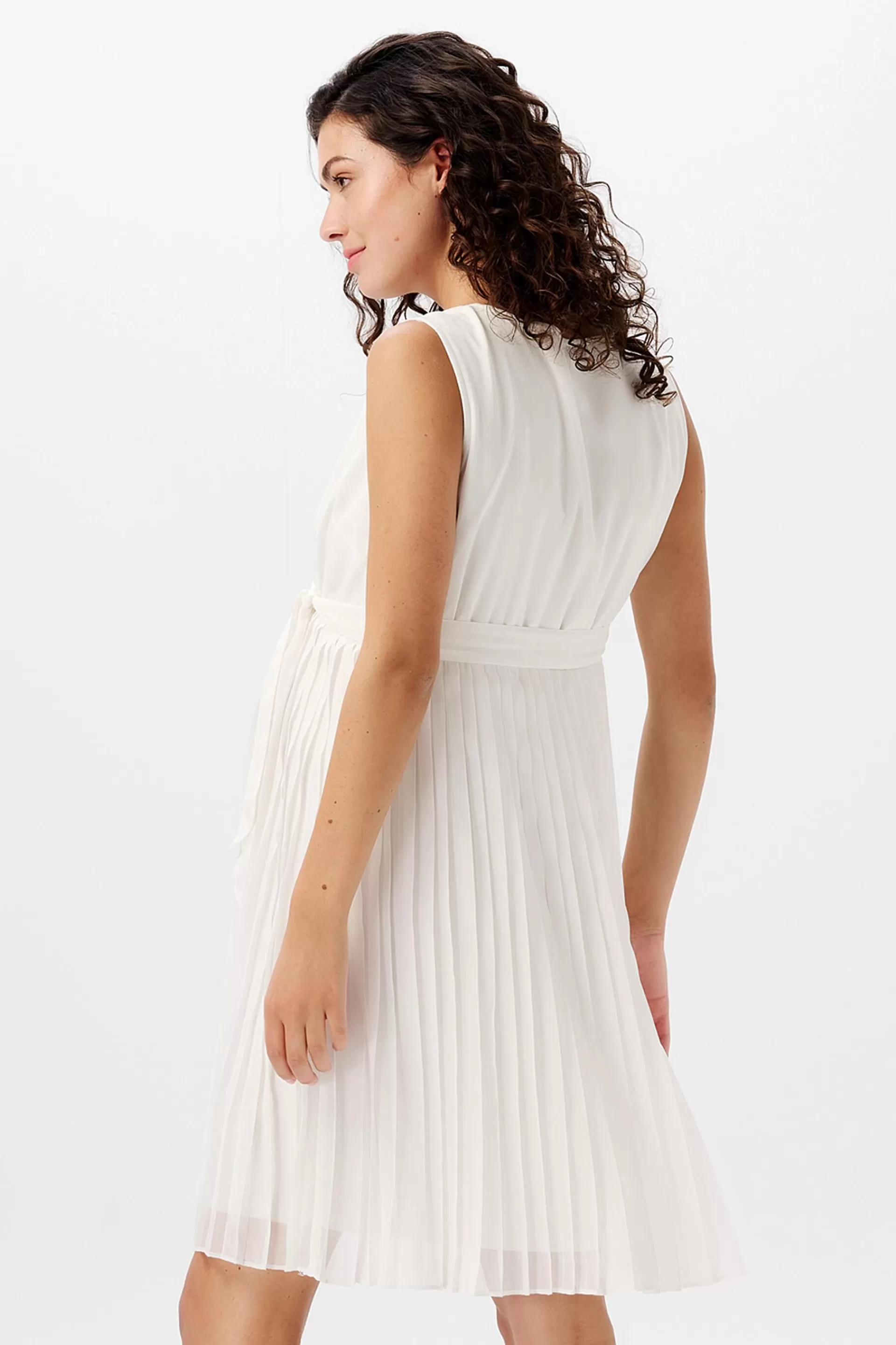 Plissiertes Jerseykleid mit Bindegürtel-ESPRIT Shop