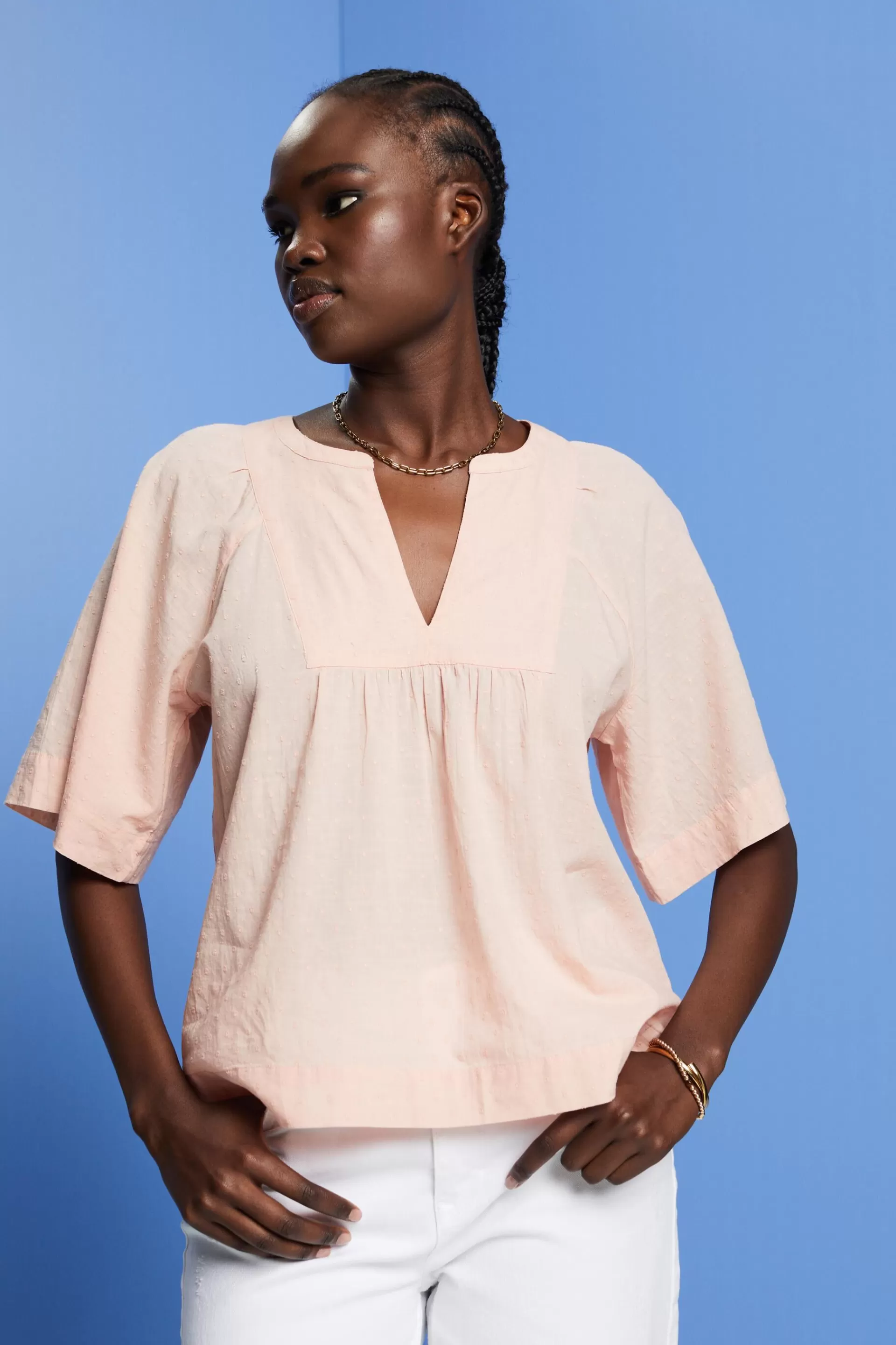 Plumetis-Bluse aus Baumwolle-ESPRIT Clearance