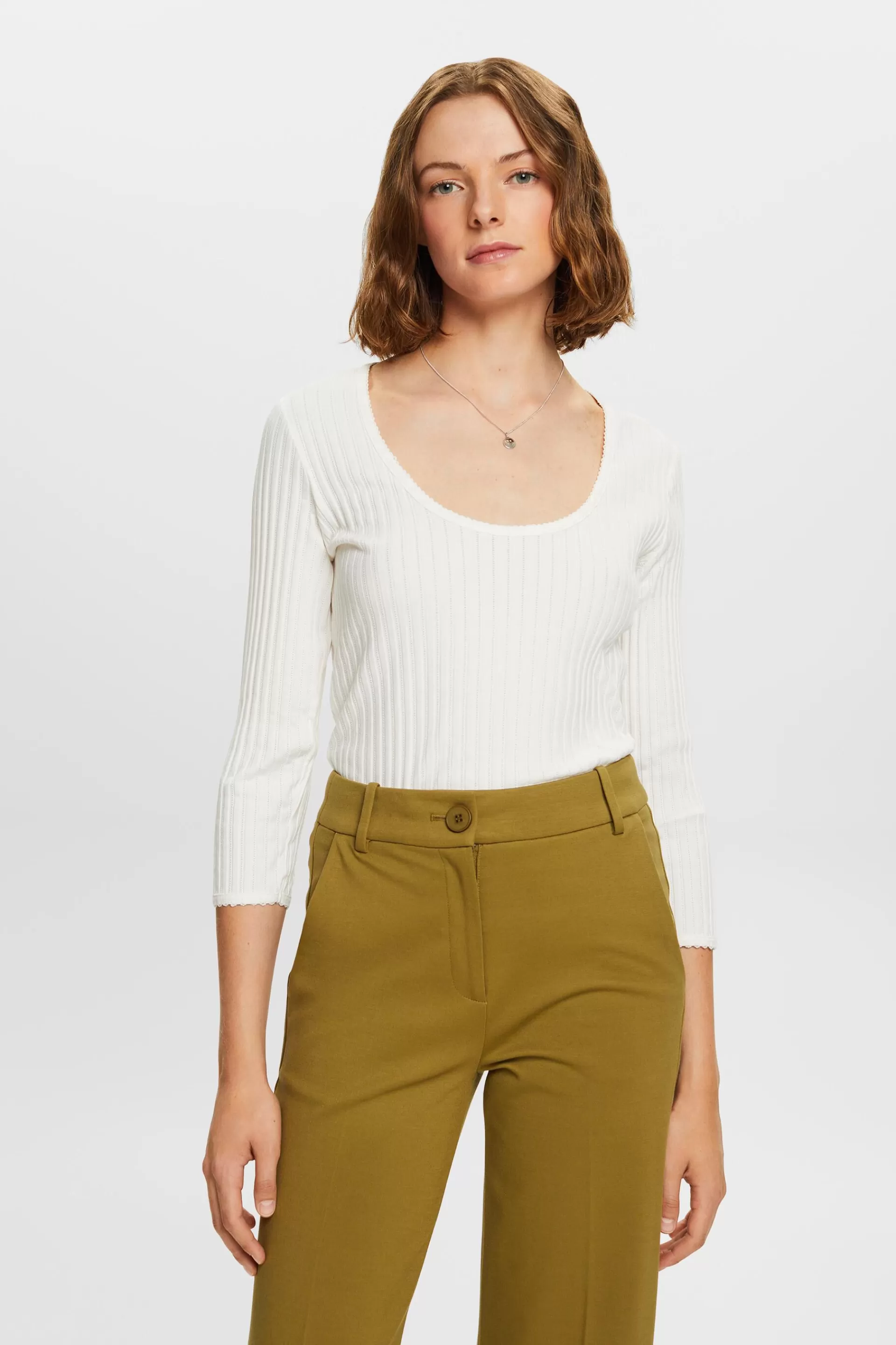Pointelle-Top mit weitem Rundhalsausschnitt-ESPRIT Flash Sale