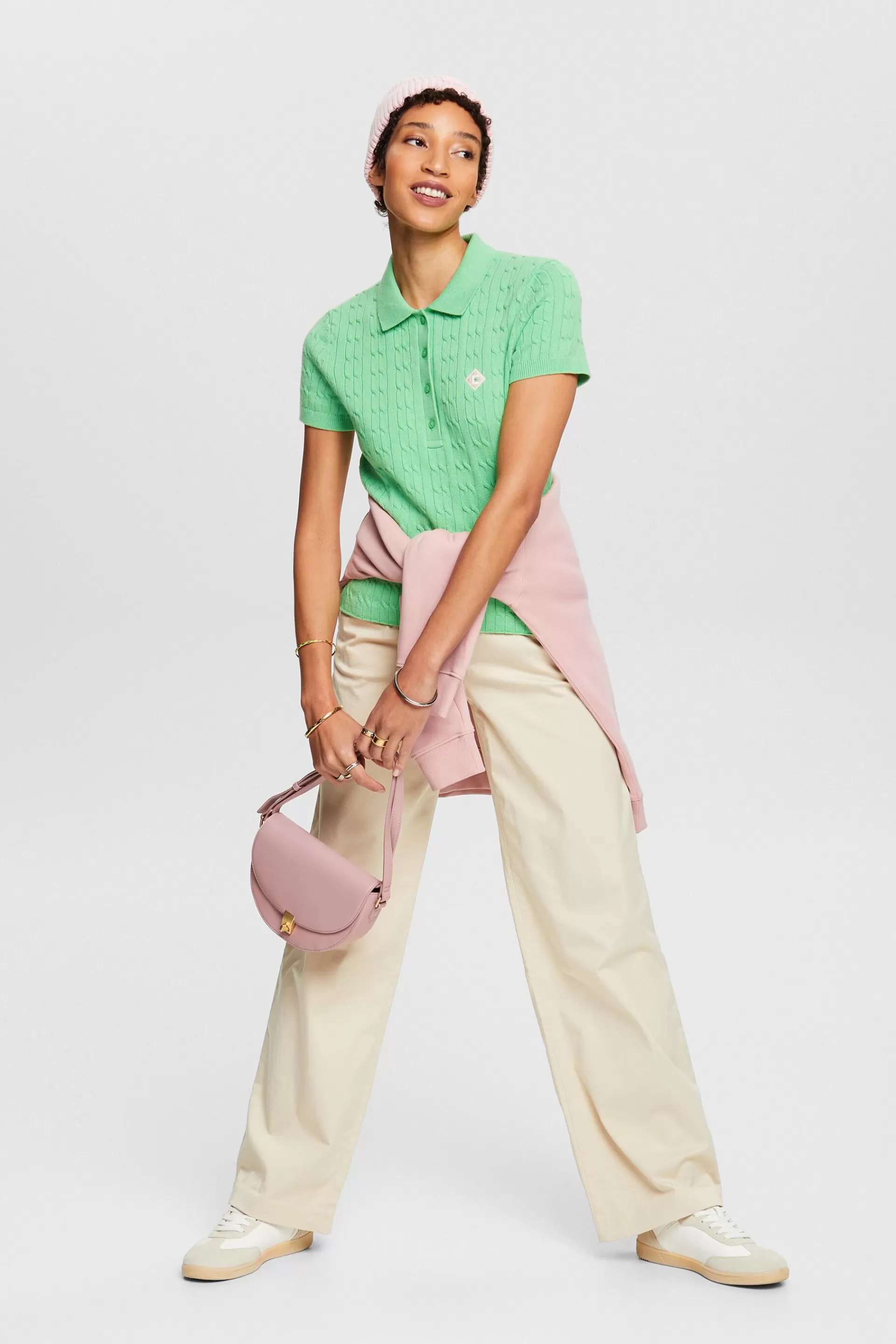 Poloshirt aus Zopfstrick-ESPRIT Best Sale
