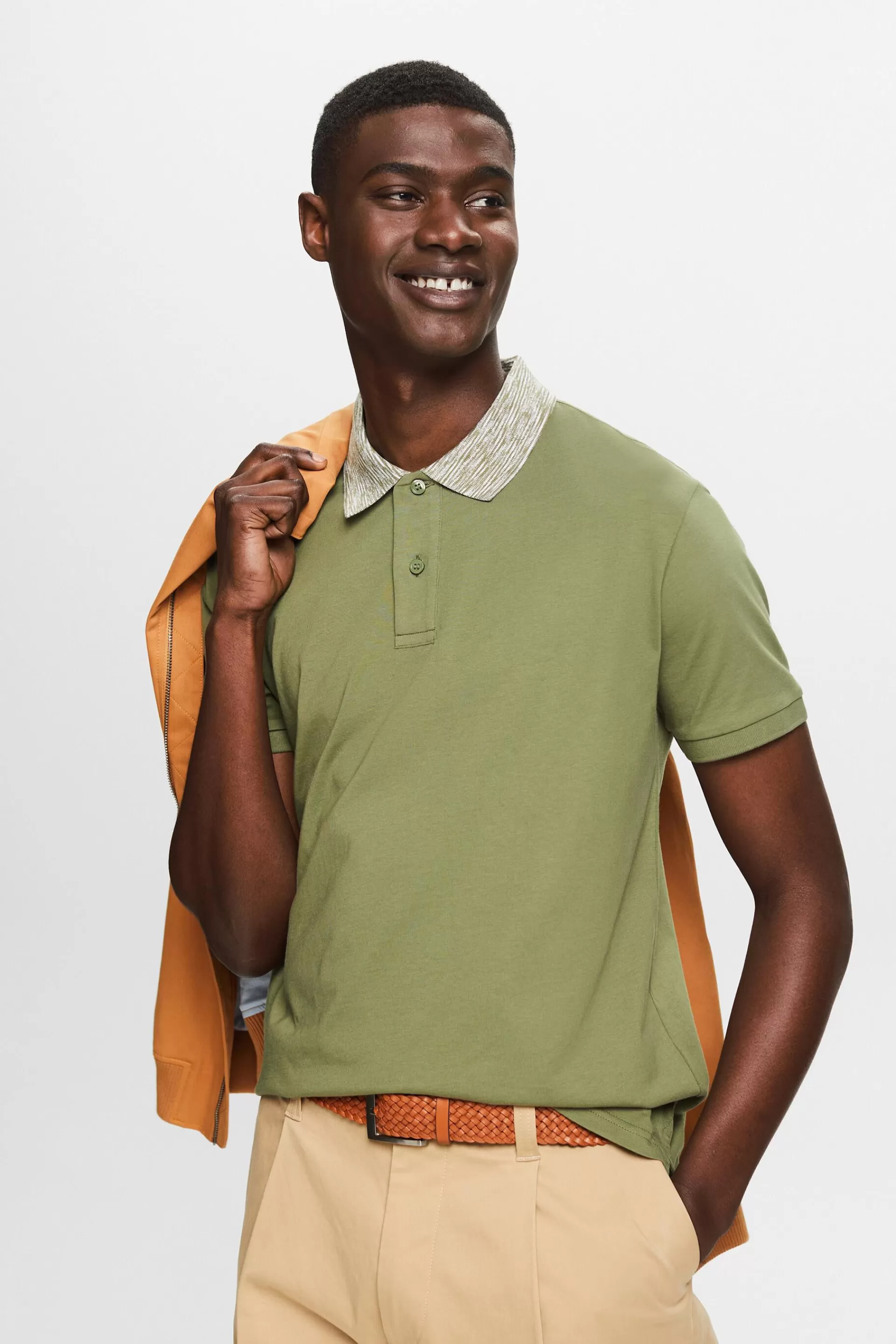 Poloshirt mit Kragen im Space-Dye-Look-ESPRIT Shop