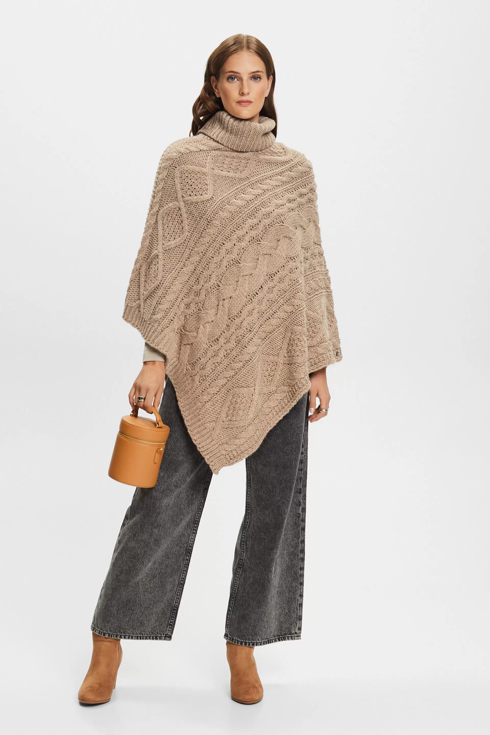 Poncho mit Rollkragen und Zipfelsaum-ESPRIT Shop