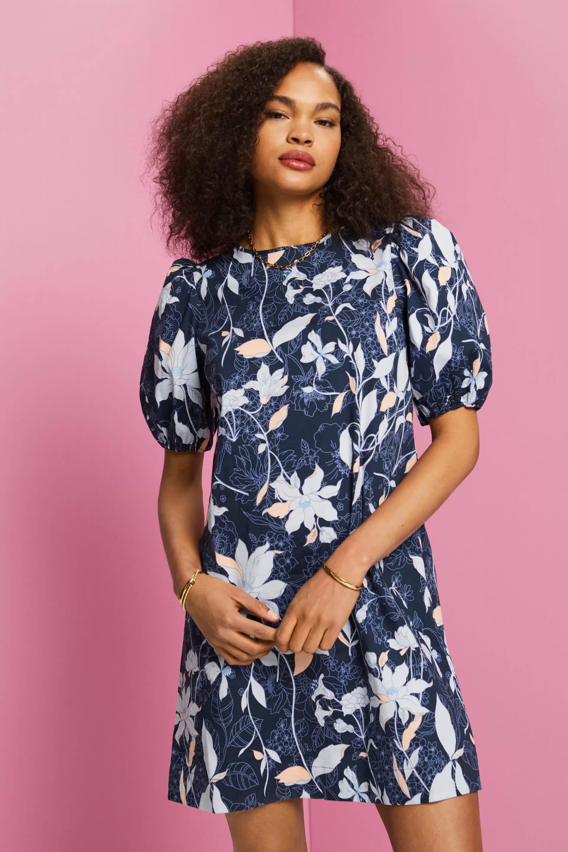 Popeline-Minikleid mit Print-ESPRIT New