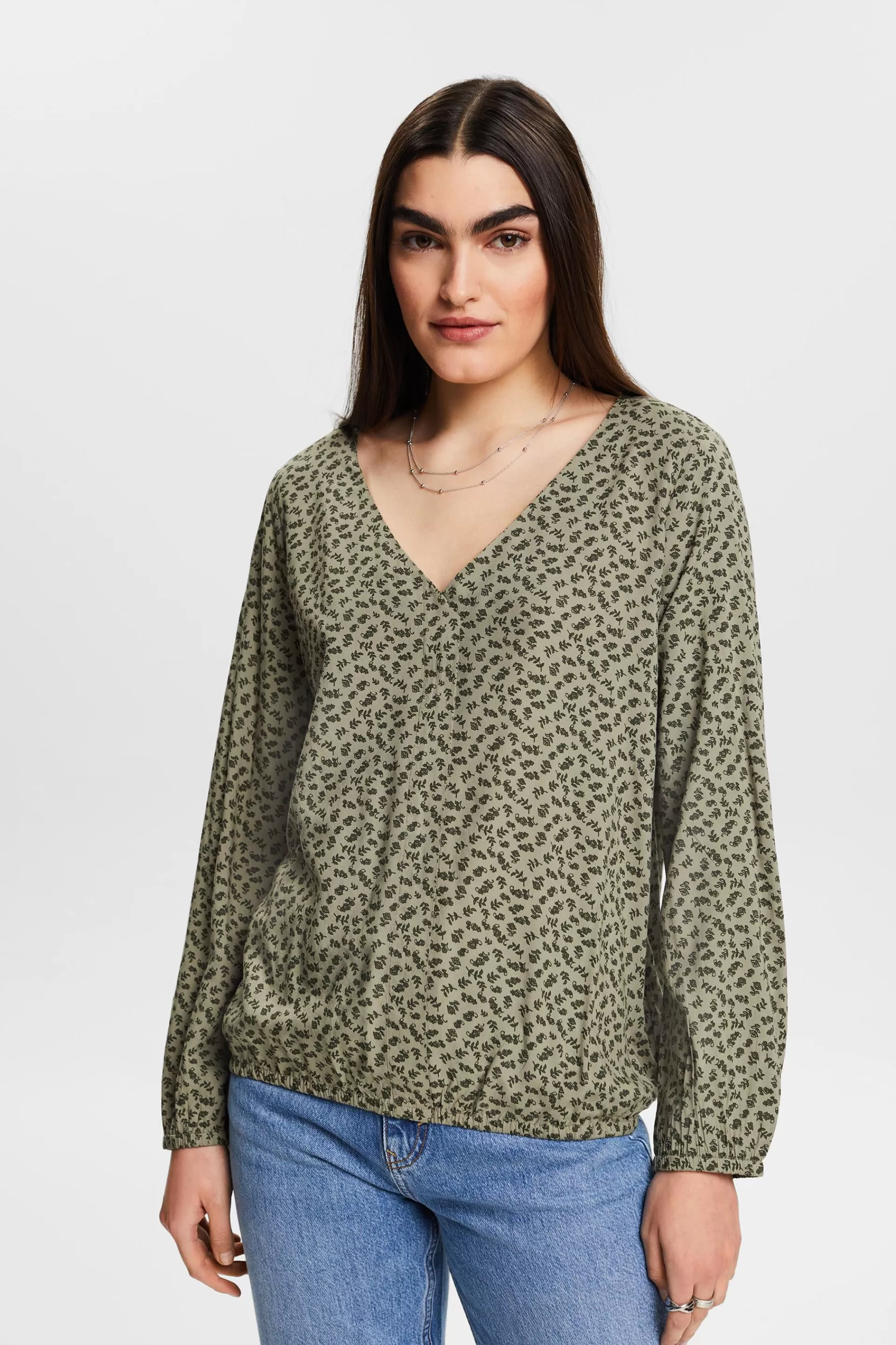 Print-Bluse aus LENZING™ ECOVERO™-ESPRIT Hot