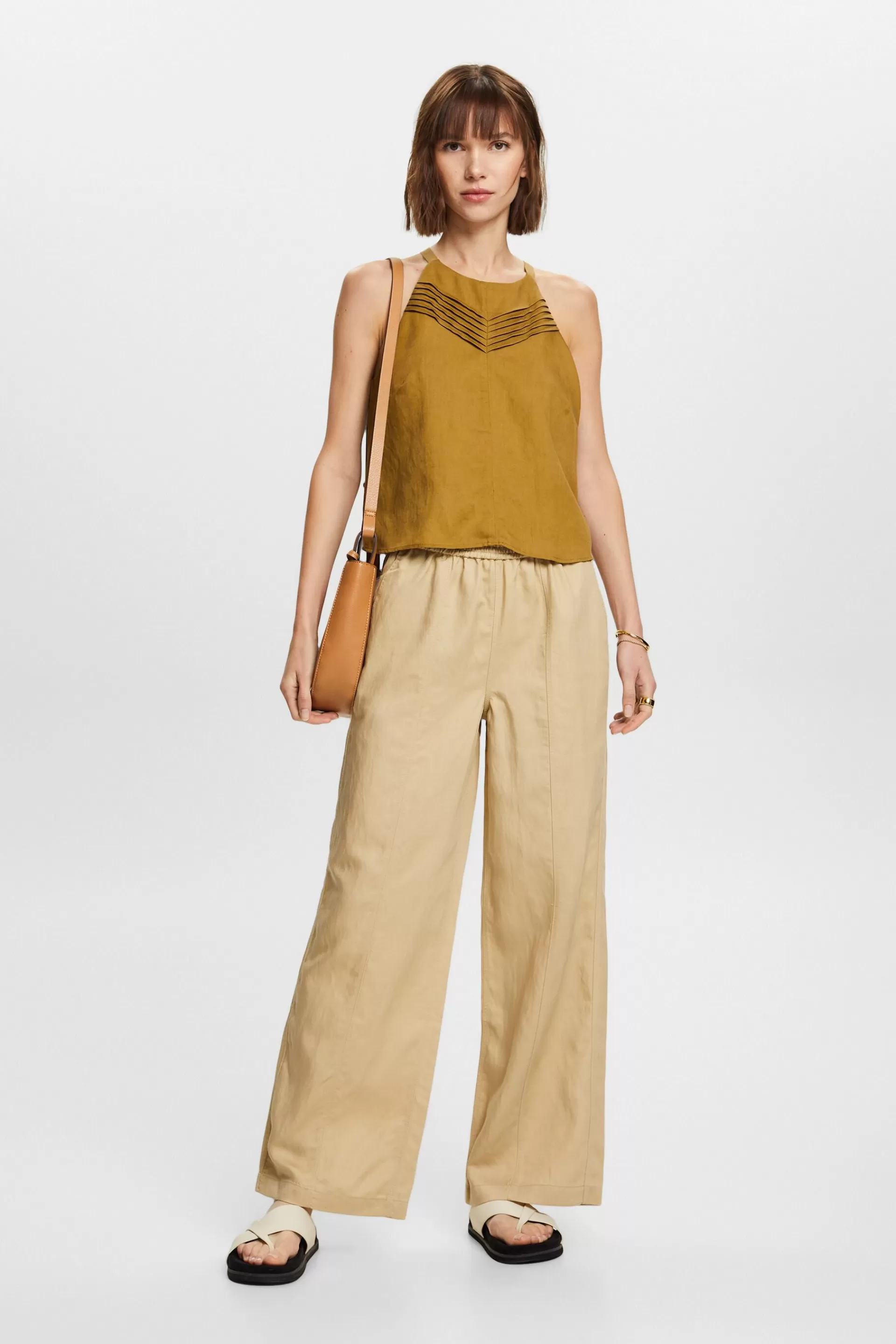Pull-on-Hose mit weitem Bein, Leinenmix-ESPRIT Outlet