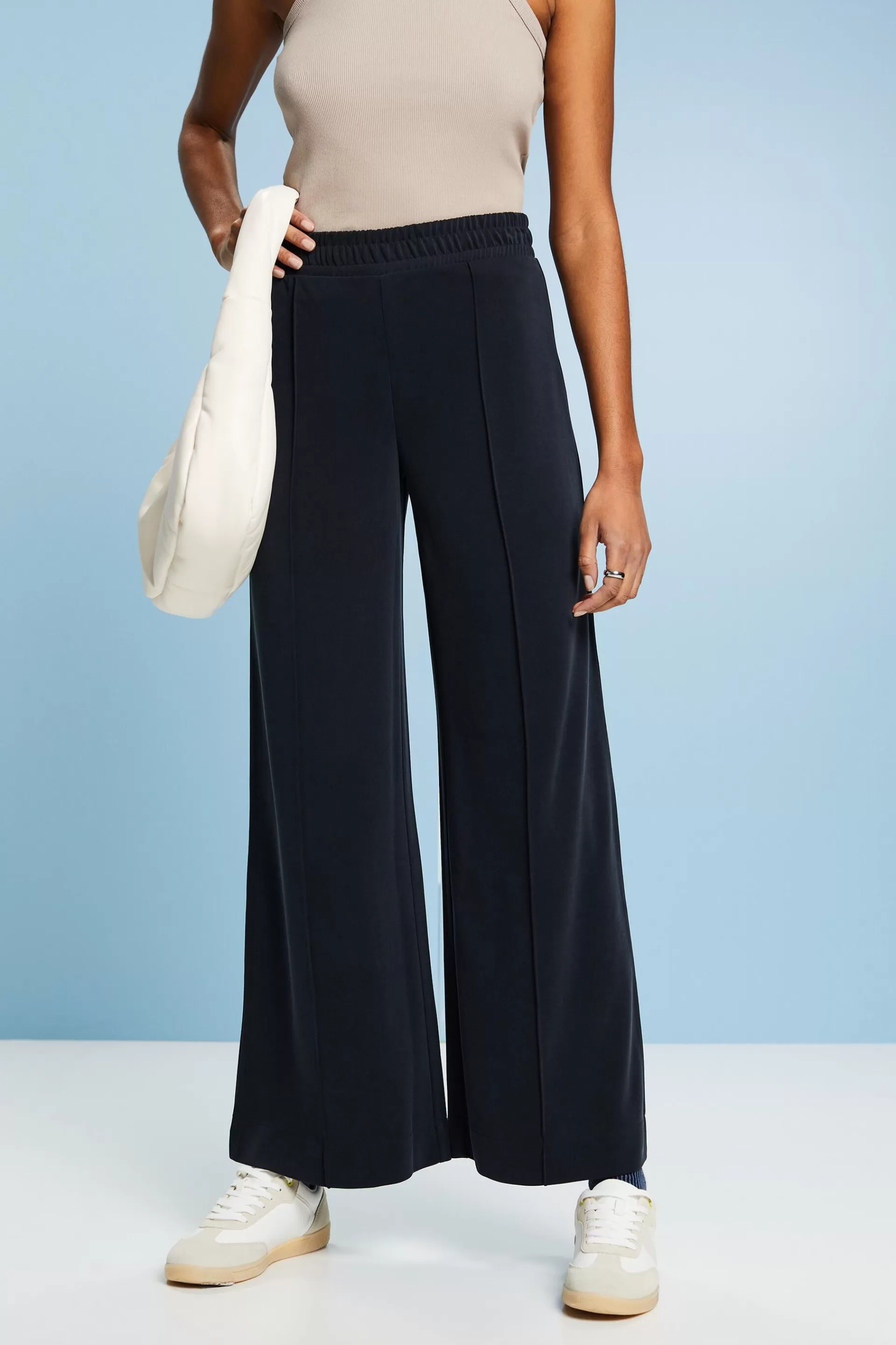 Pull-on-Hose mit weitem Bein und Faltennaht-ESPRIT Best