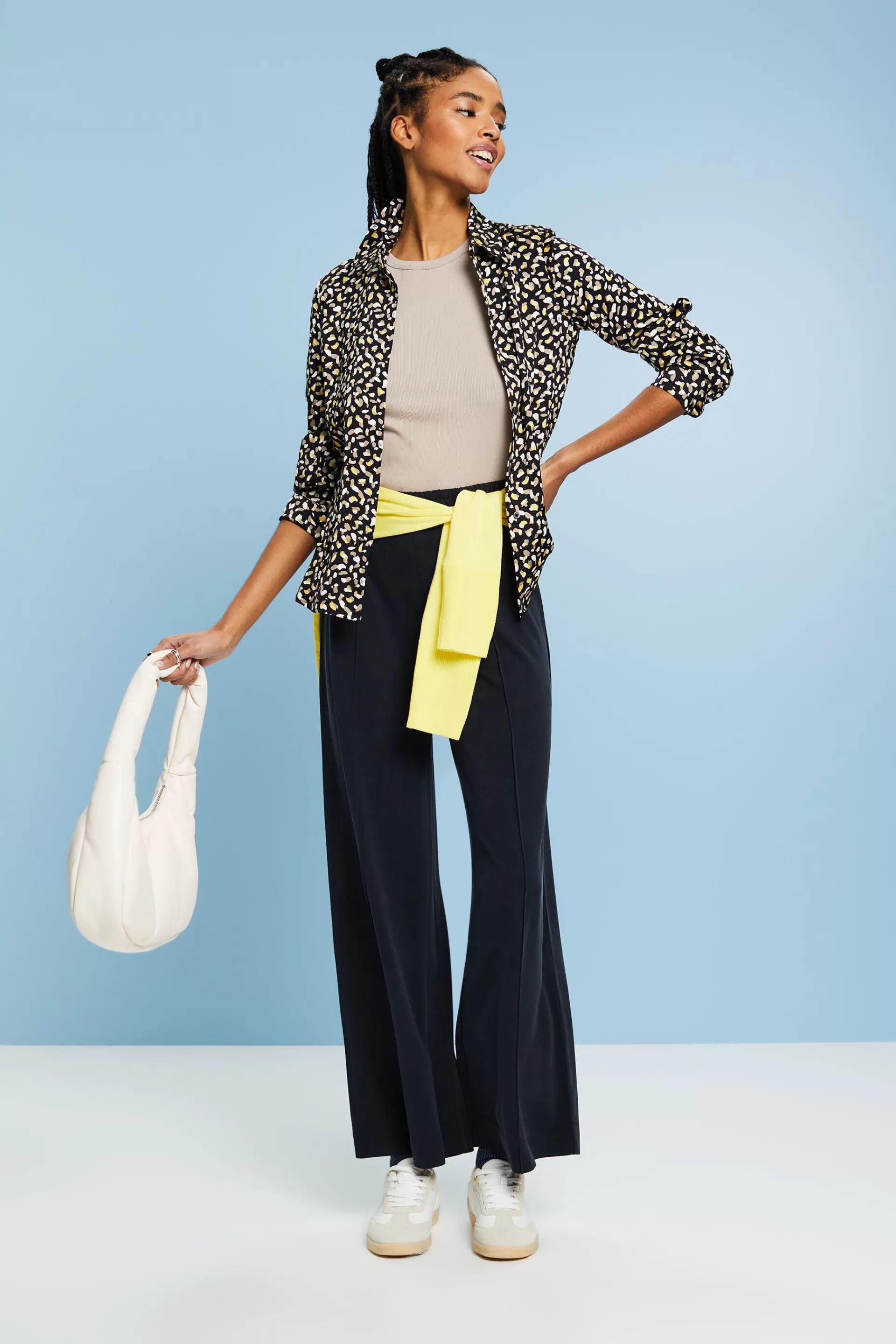 Pull-on-Hose mit weitem Bein und Faltennaht-ESPRIT Best