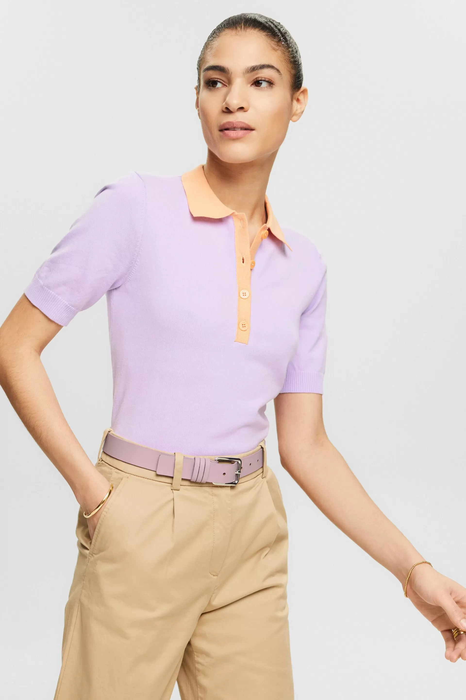 Pullover aus Baumwollmix im Polo-Design-ESPRIT New