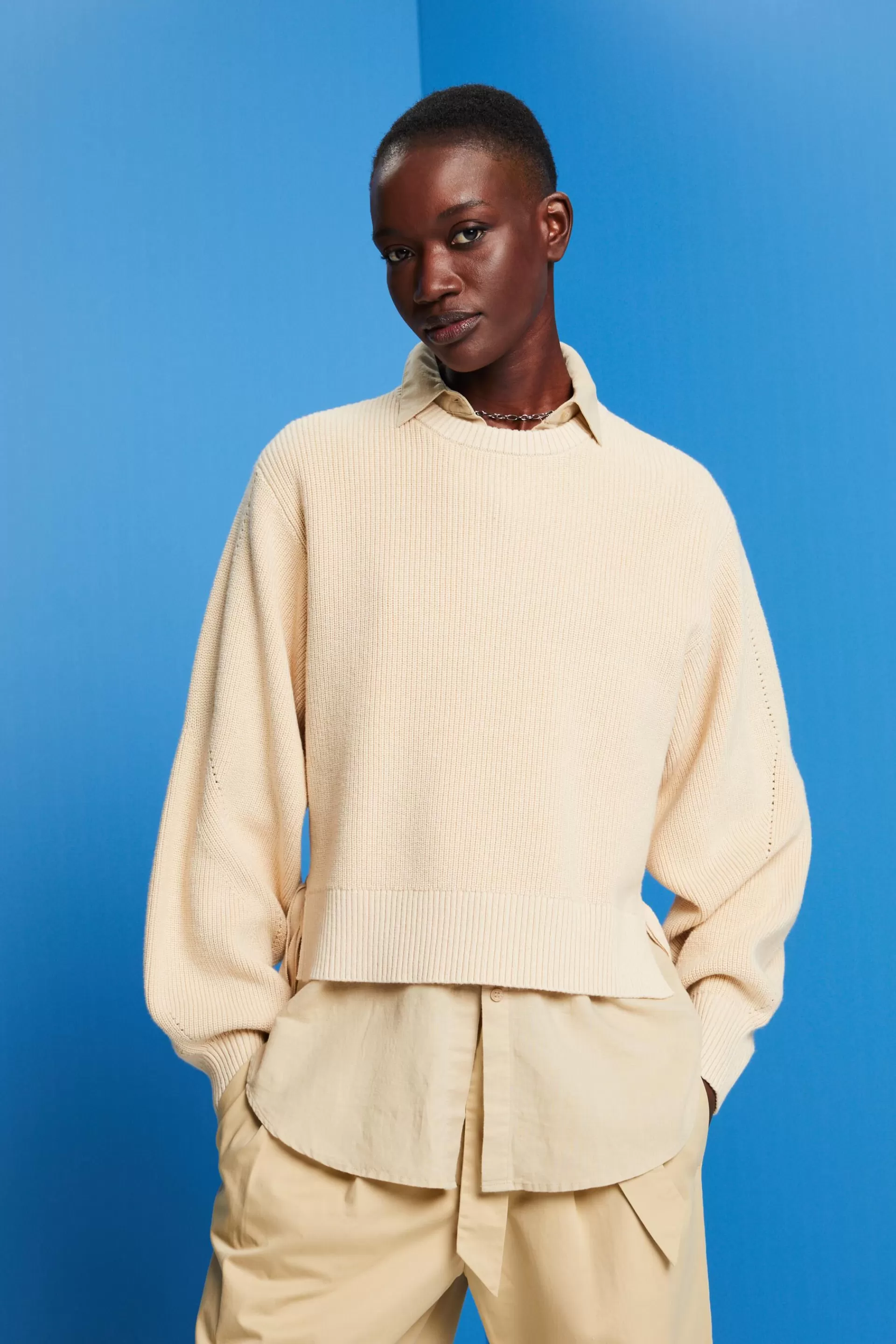 Pullover aus Kaschmirmix mit Spitzendetail-ESPRIT Discount