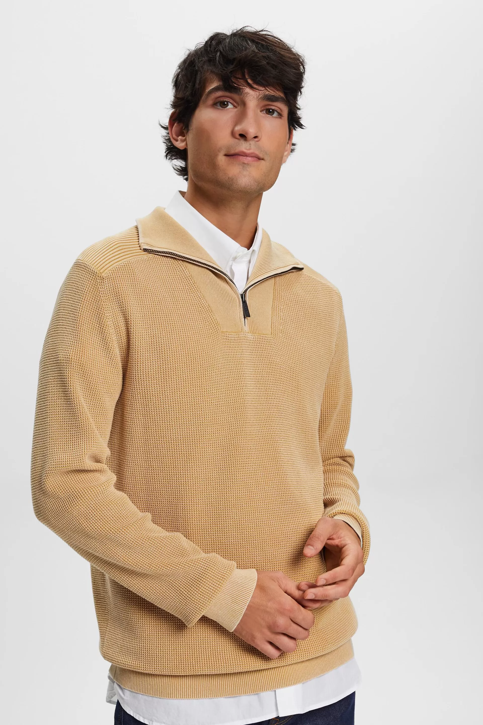 Pullover mit halbem Zipper, 100 % Baumwolle-ESPRIT Cheap