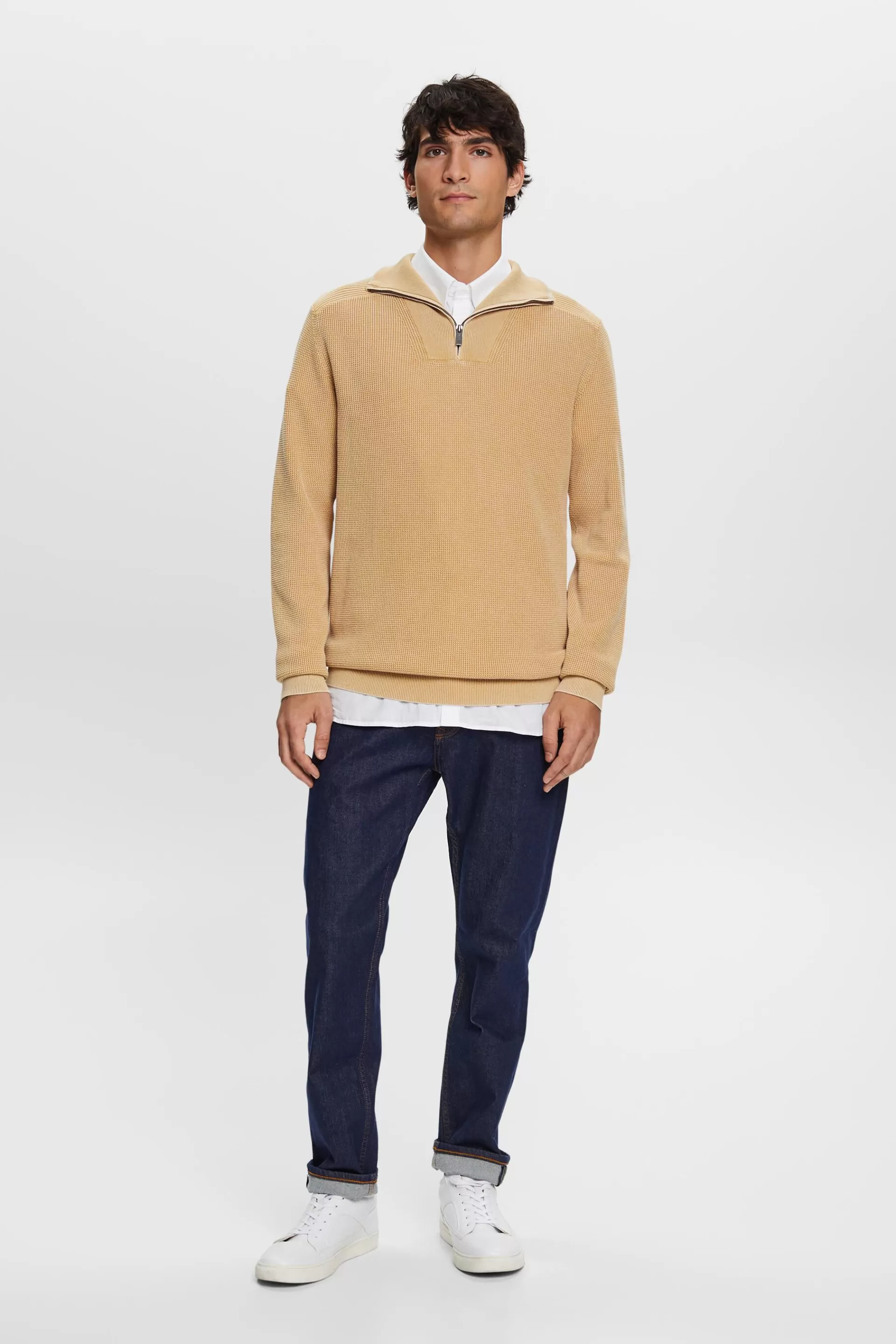 Pullover mit halbem Zipper, 100 % Baumwolle-ESPRIT Cheap