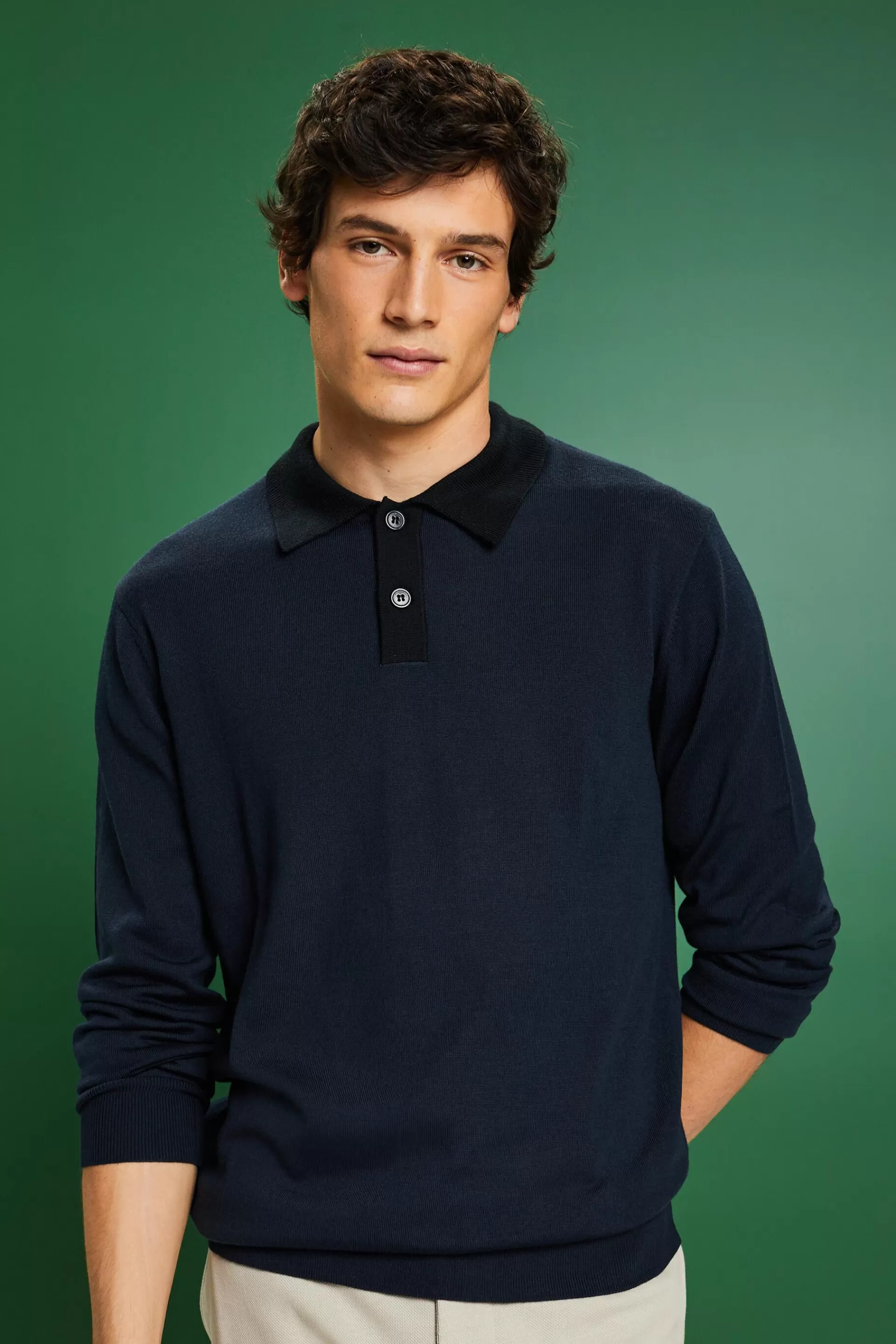 Pullover mit Polokragen aus Merinowolle-ESPRIT Store
